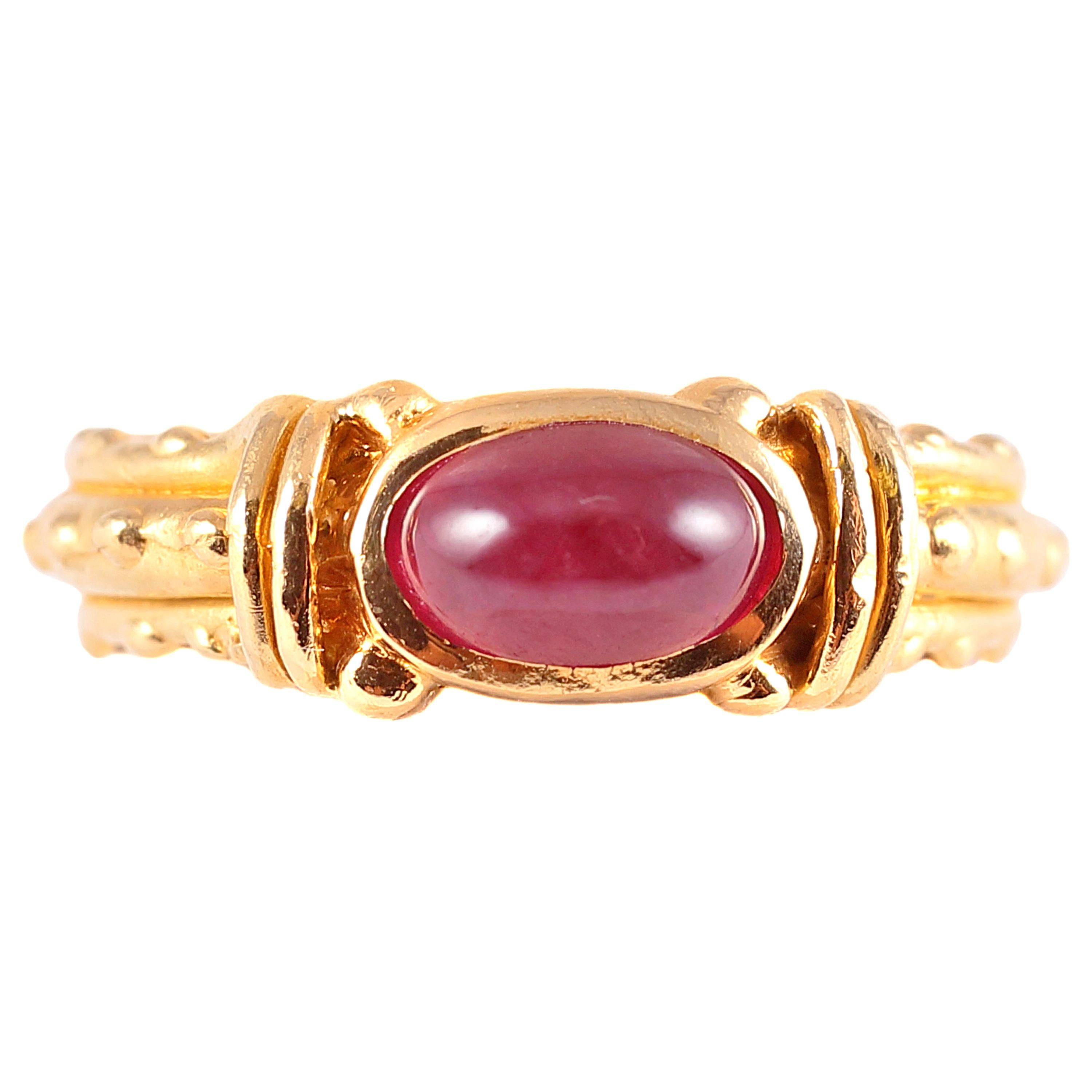 20 Karat Yellow Gold Ruby Ring by Tiana Wages