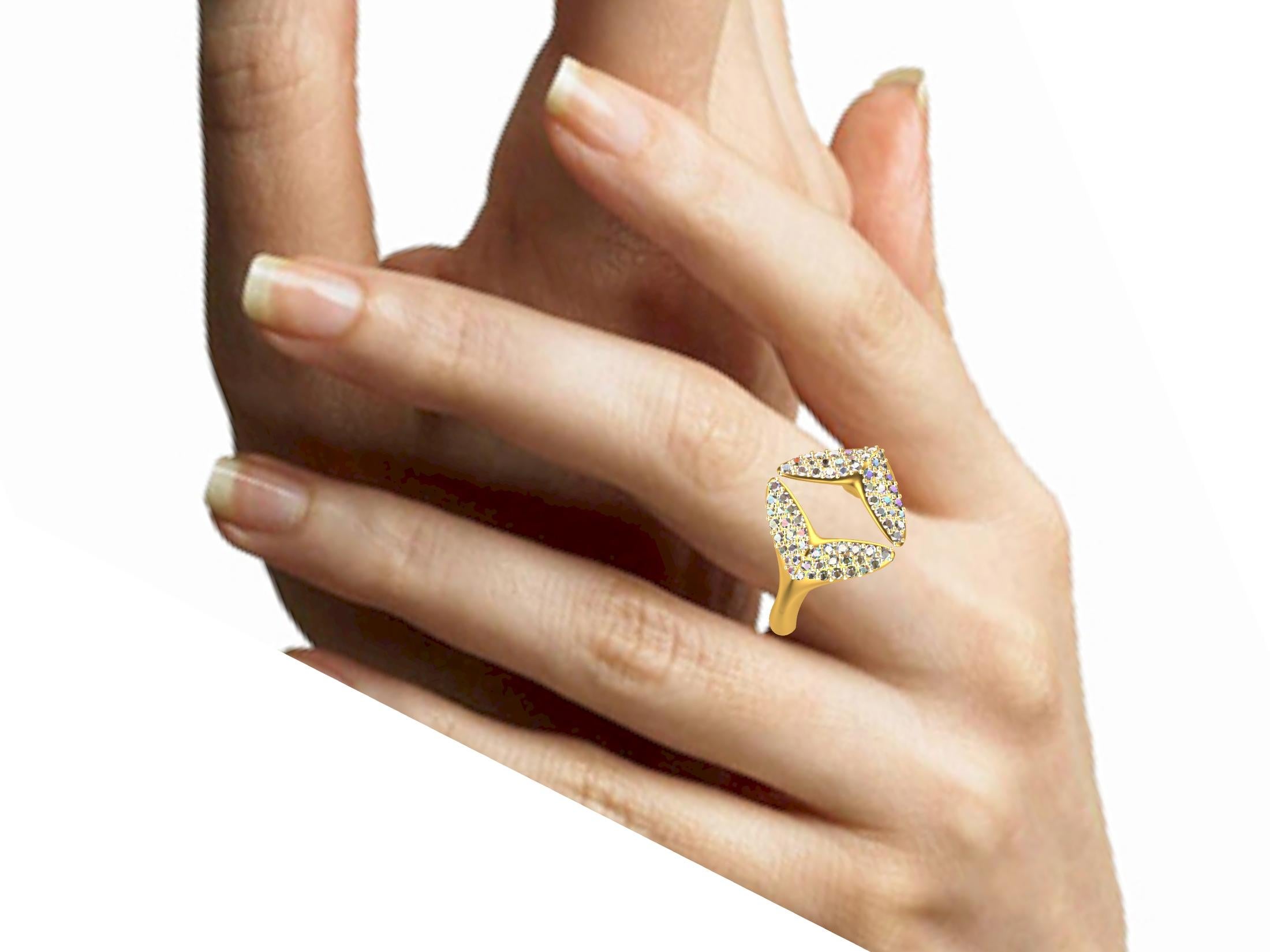 20 Karat Yellow Gold Small Angel Wings Diamond Ring 4
