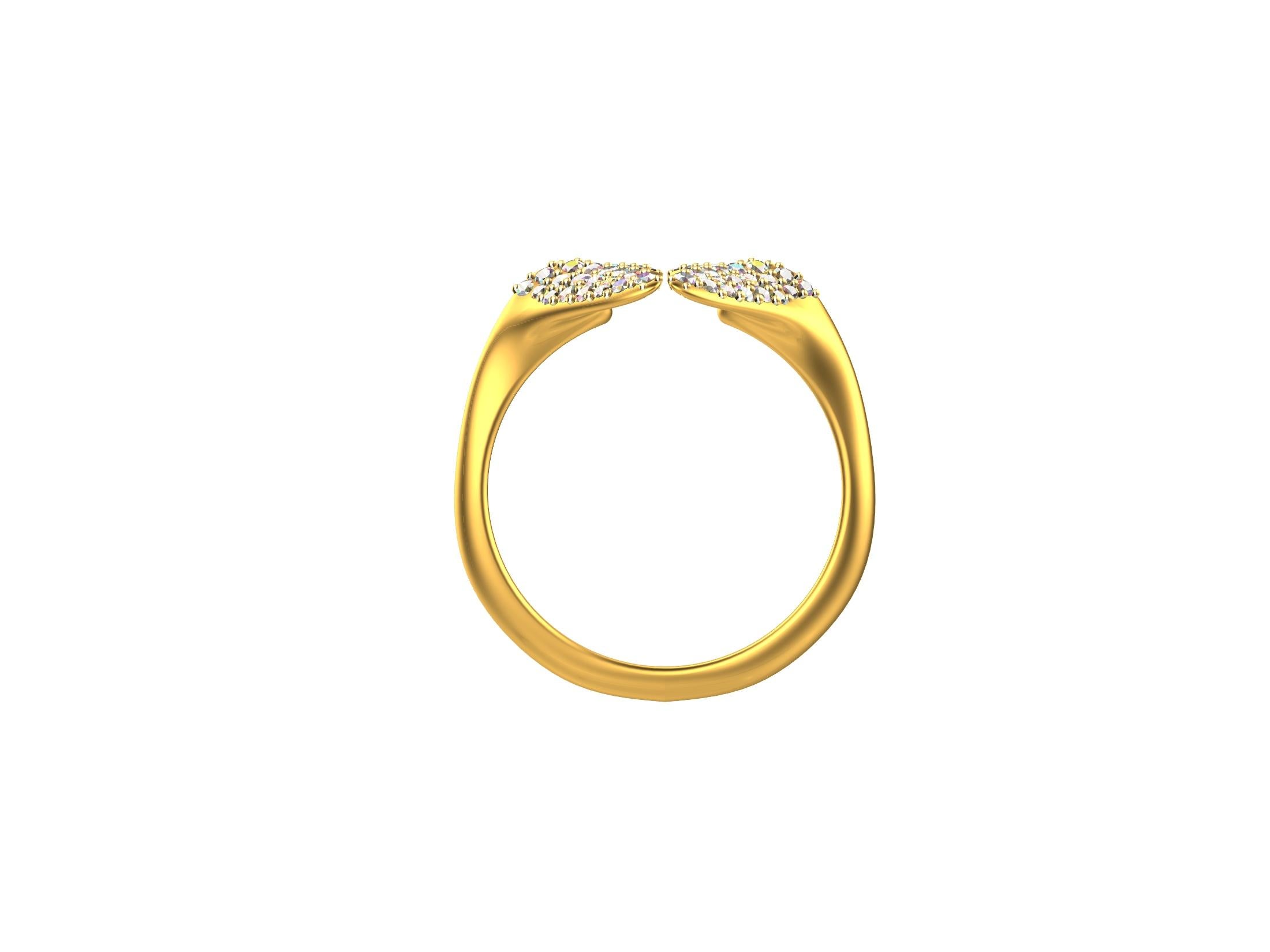 20 Karat Yellow Gold Small Angel Wings Diamond Ring 5