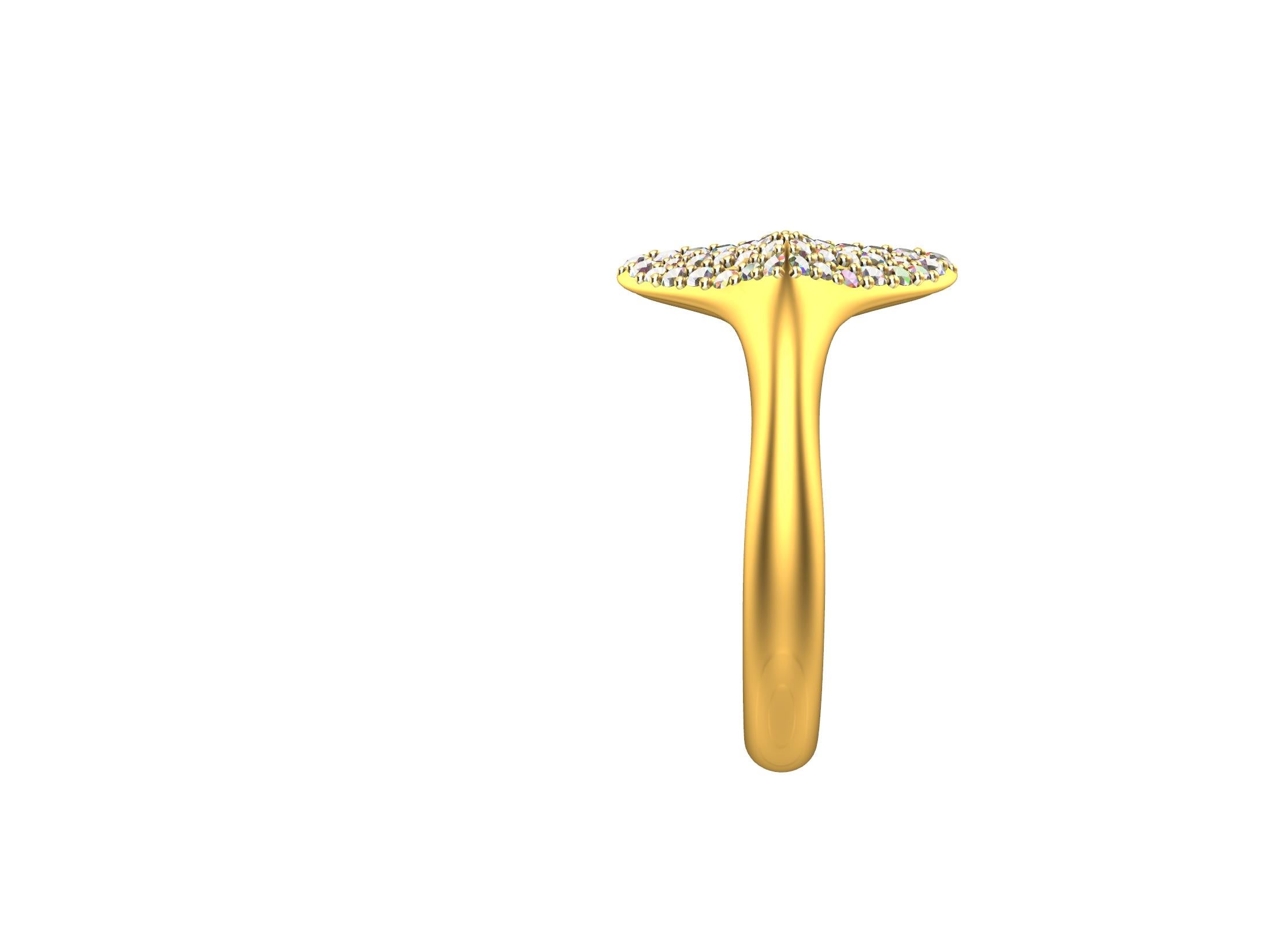 20 Karat Yellow Gold Small Angel Wings Diamond Ring 6