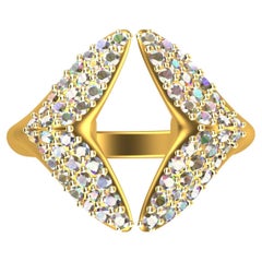 20 Karat Yellow Gold Small Angel Wings Diamond Ring