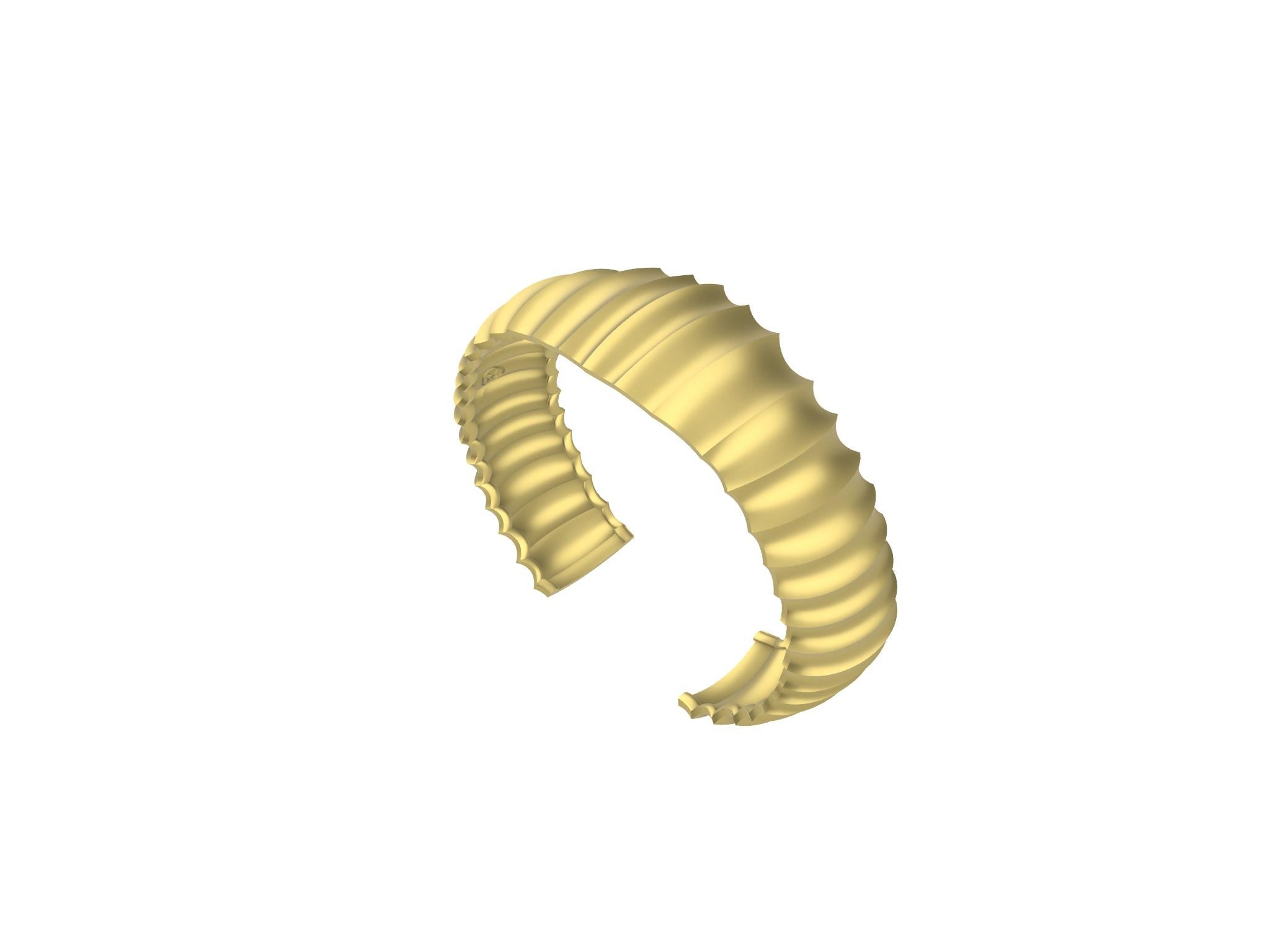  Bracelet manchette en or jaune 18 carats avec large vertèbre Unisexe 