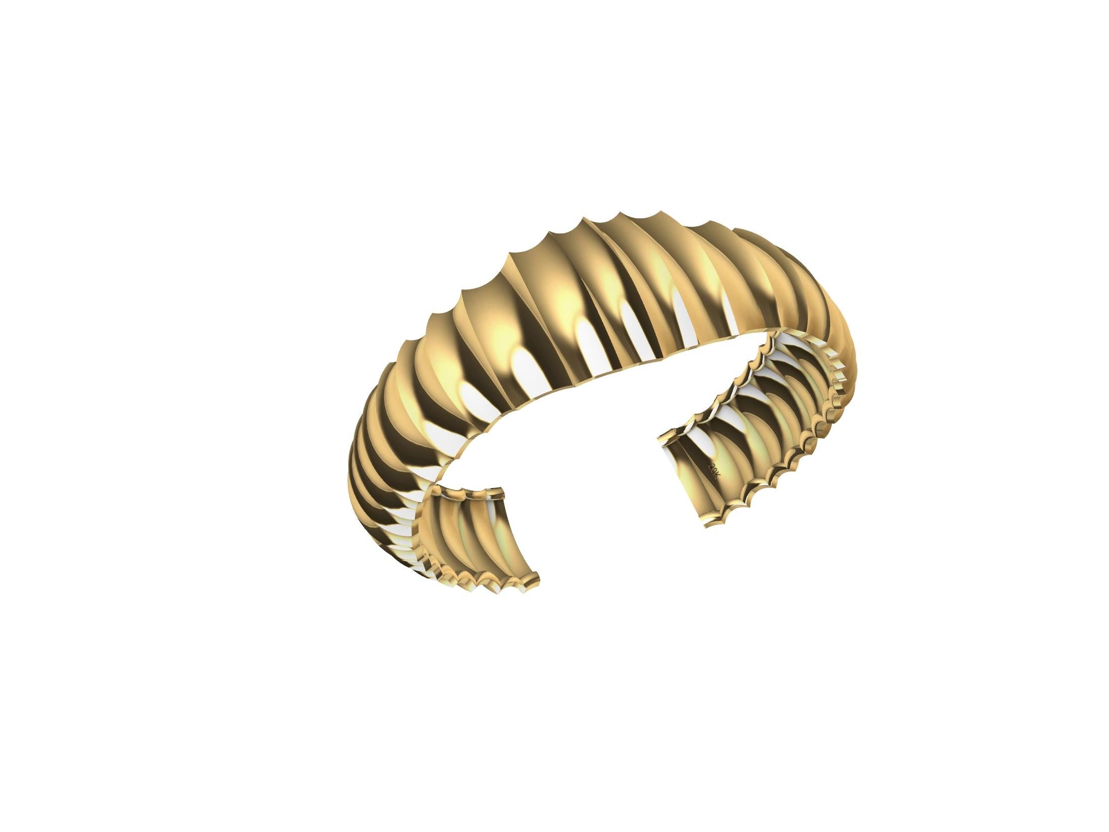 Bracelet manchette en or jaune 18 carats avec large vertèbre 2
