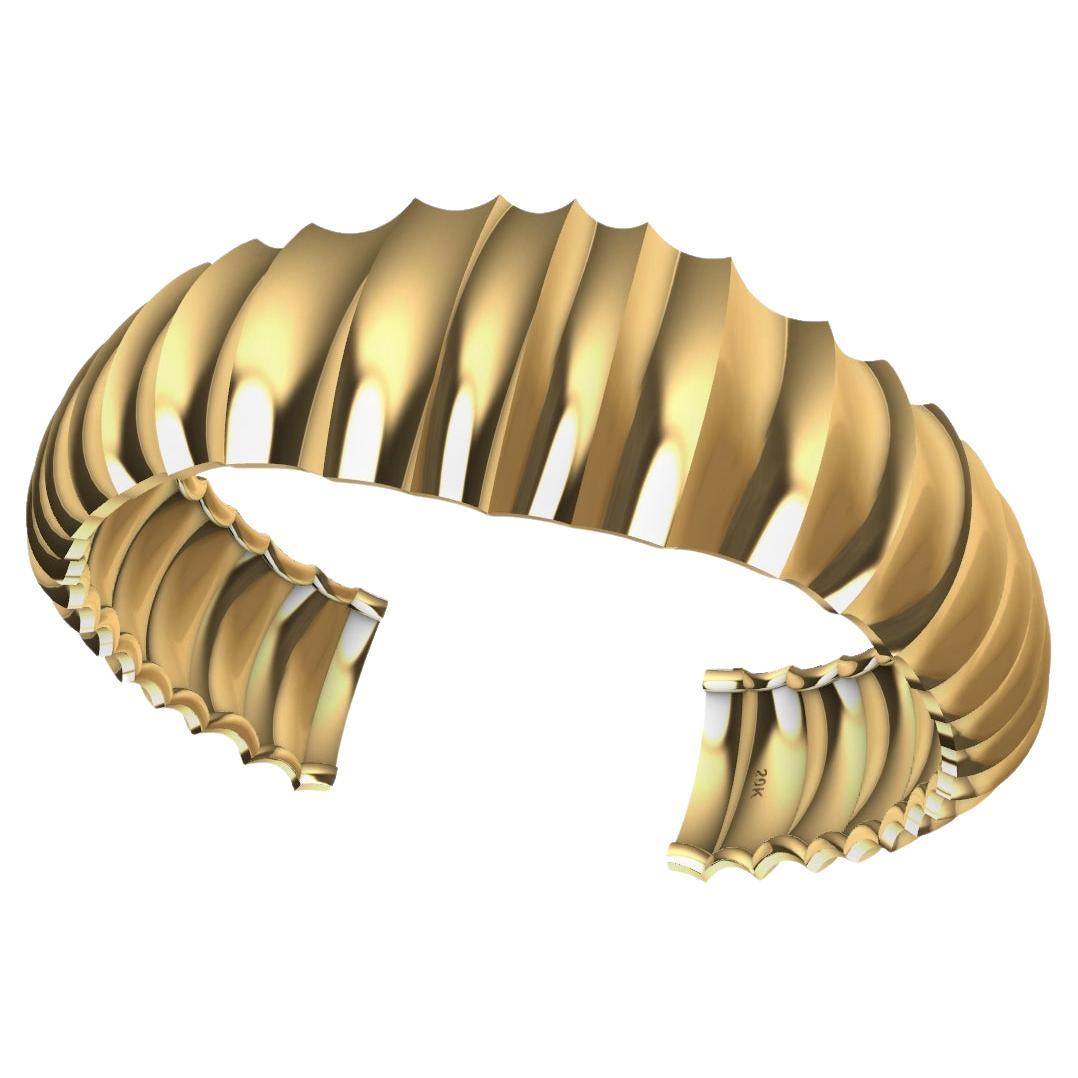 Breites Vertebrae-Manschettenarmband aus 18 Karat Gelbgold
