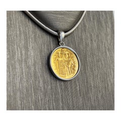 20 kt Gold Byzantine Coin with Emperor John III'(XIII cent.' and the Virgin Mary