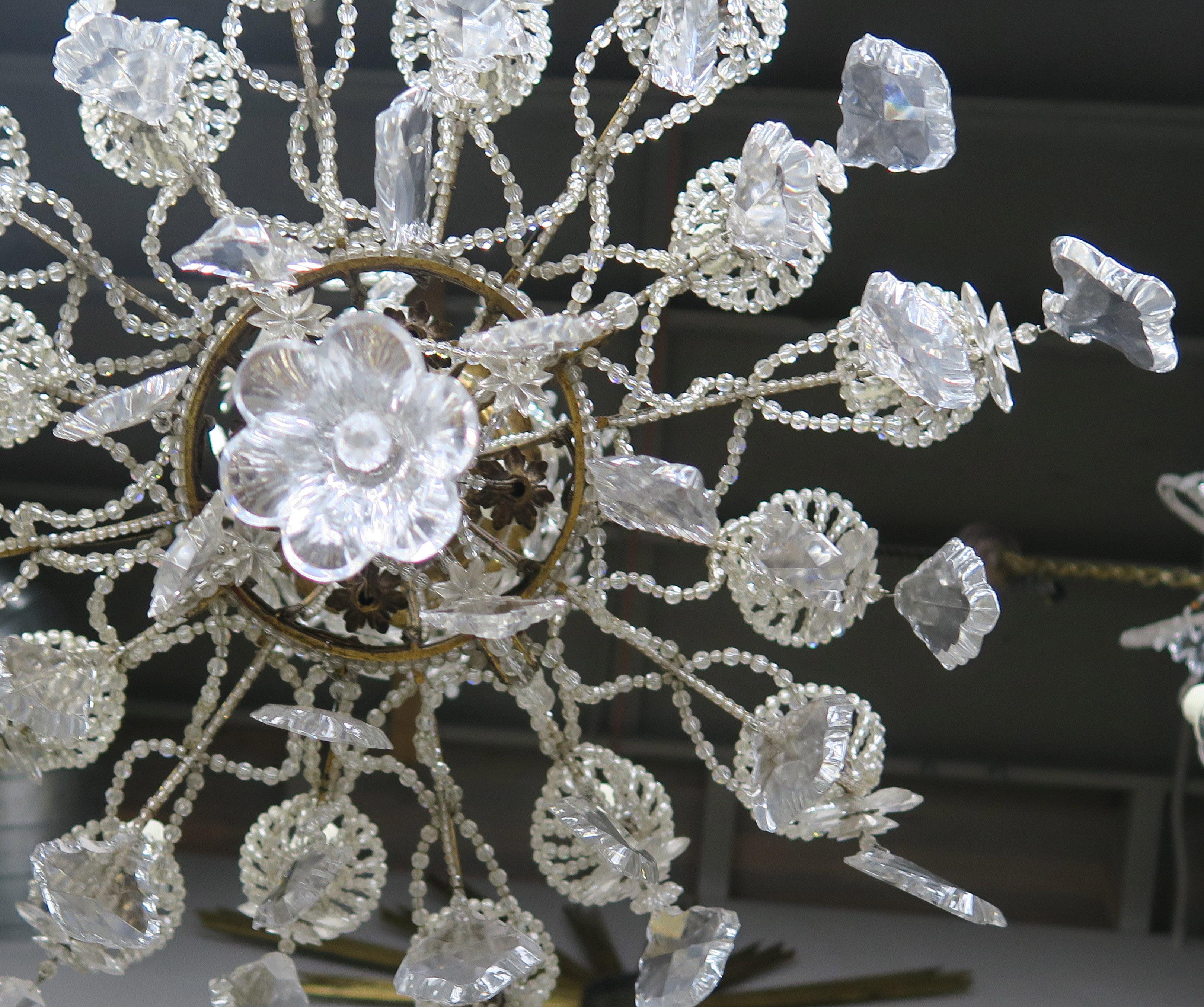 20-light Italian Crystal Beaded Chandelier with Crystal Flowers 5