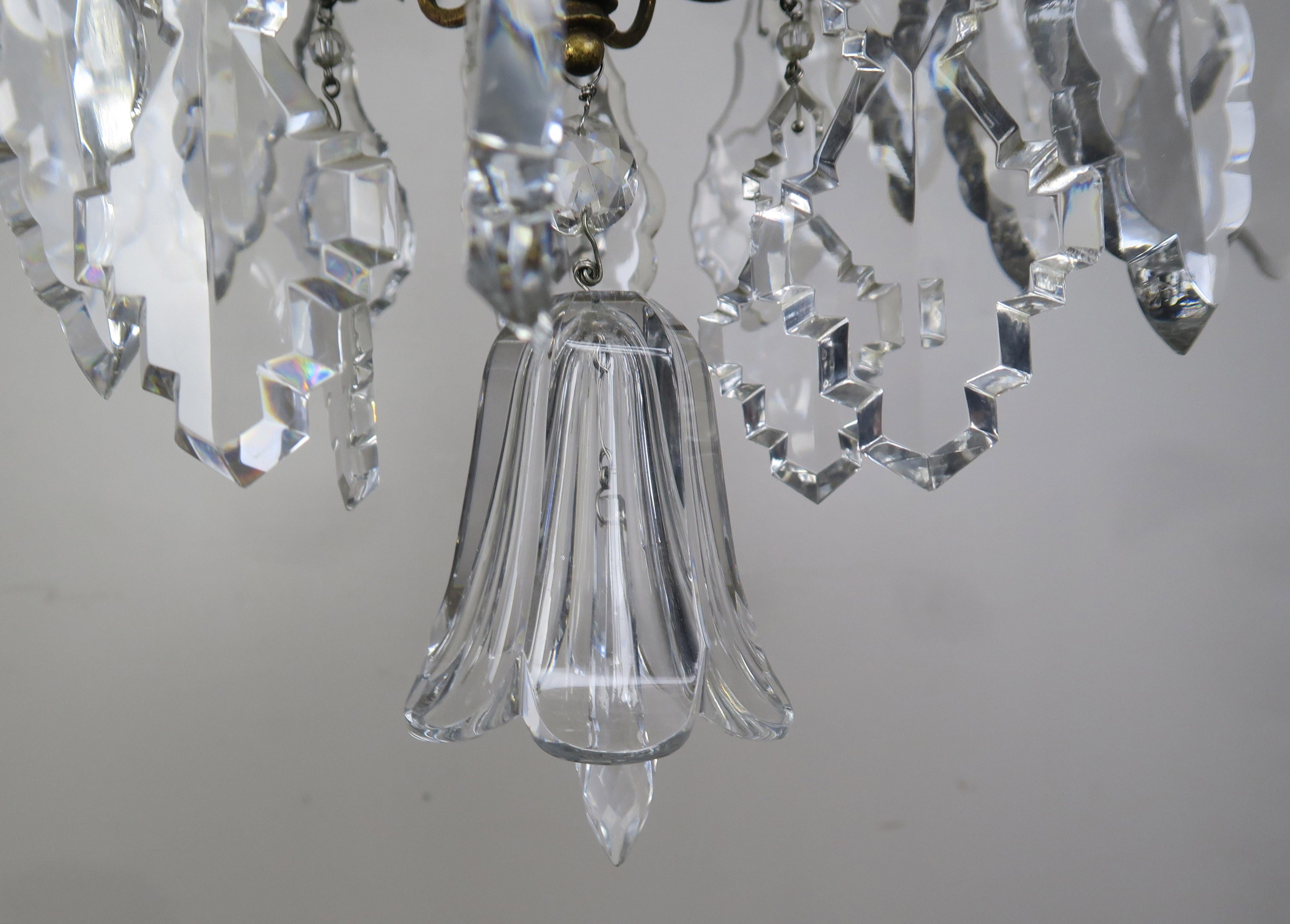 Etched 20-light Italian Crystal Beaded Chandelier with Crystal Flowers