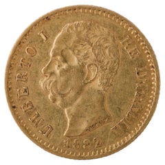 20 Lire Umberto I – 1882  Kingdom of Italy  Gold Coin