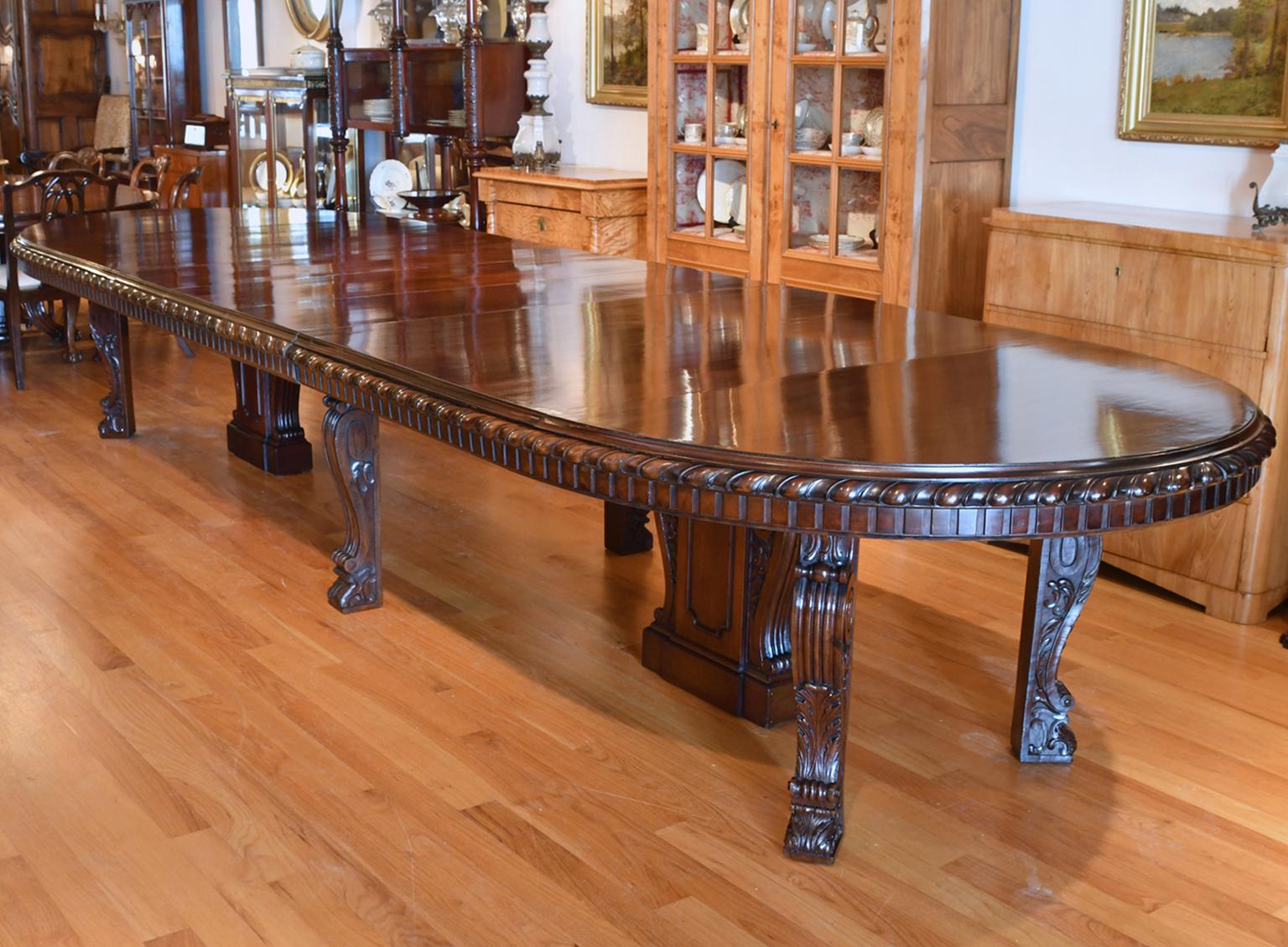 Belle Époque New York Gilded Age 12'-20' Long Extension Dining Table in West Indies Mahogany