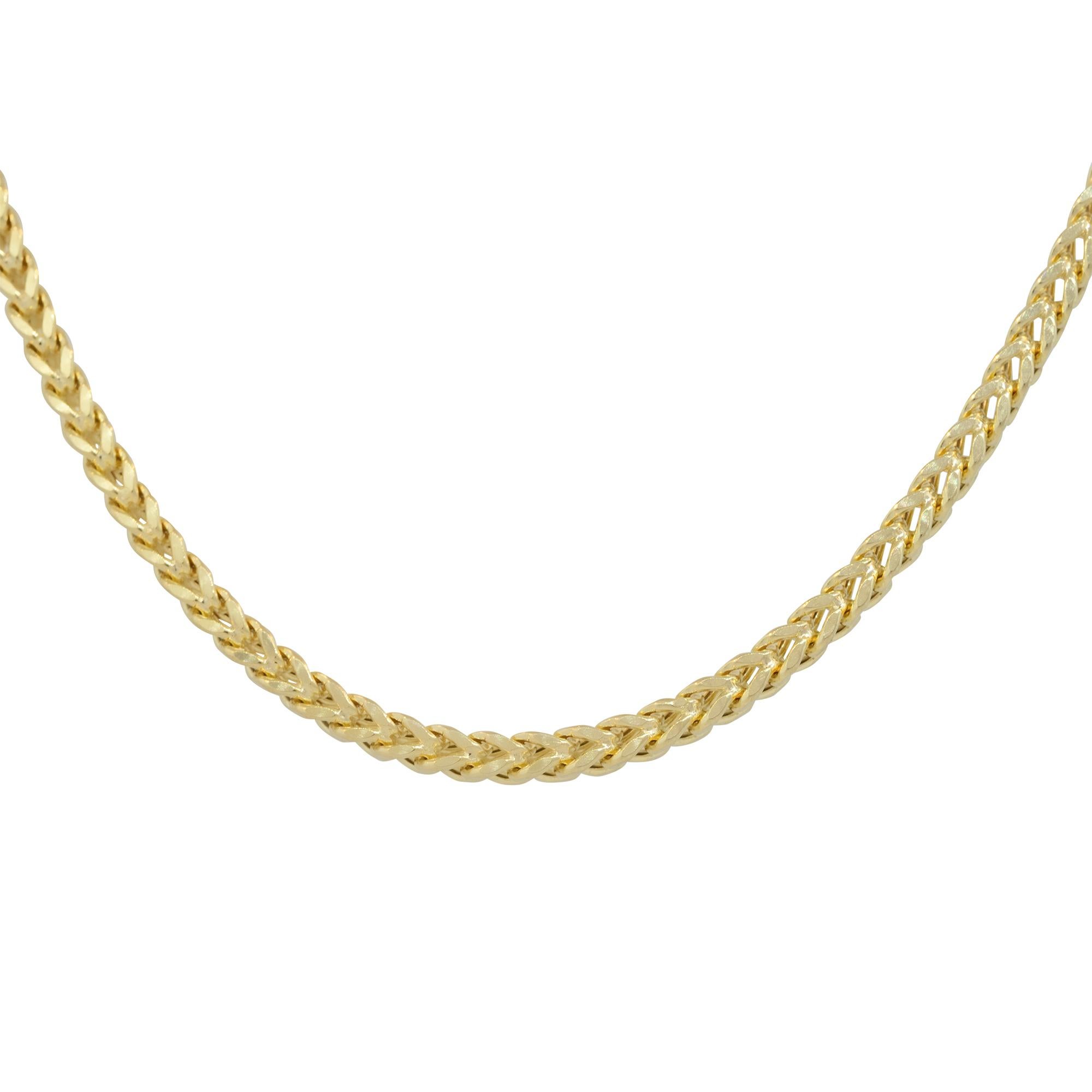14k Yellow Gold 20″ Men's Franco Link Chain

Material: 14k Yellow Gold
Measurements: Necklace Measures 20″ in Length and 3.0mm in Thickness
Fastening: Spring Ring Clasp
Item Weight: 13.0g (8.4dwt)
Additional Details: This item comes with a