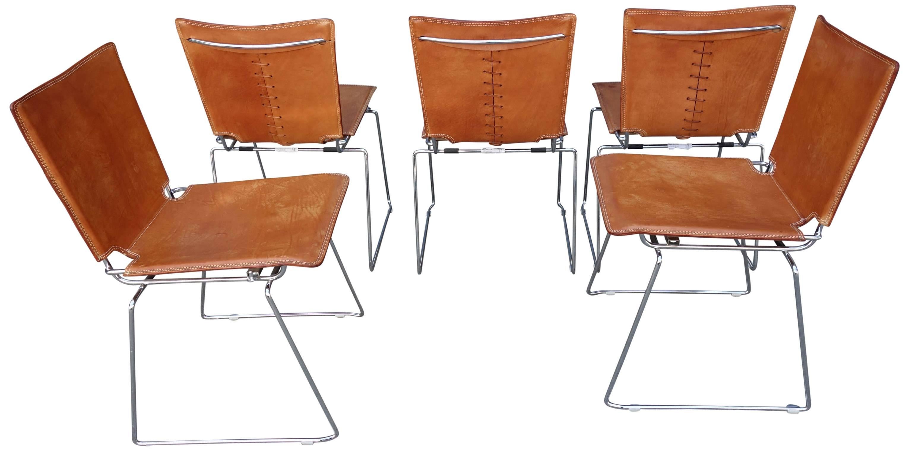 20th Century 20 Midcentury Pelle Stacking Chairs by ICF
