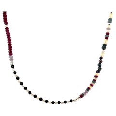 20" Multi-Stone, Pearl and Sterling Silver Necklace