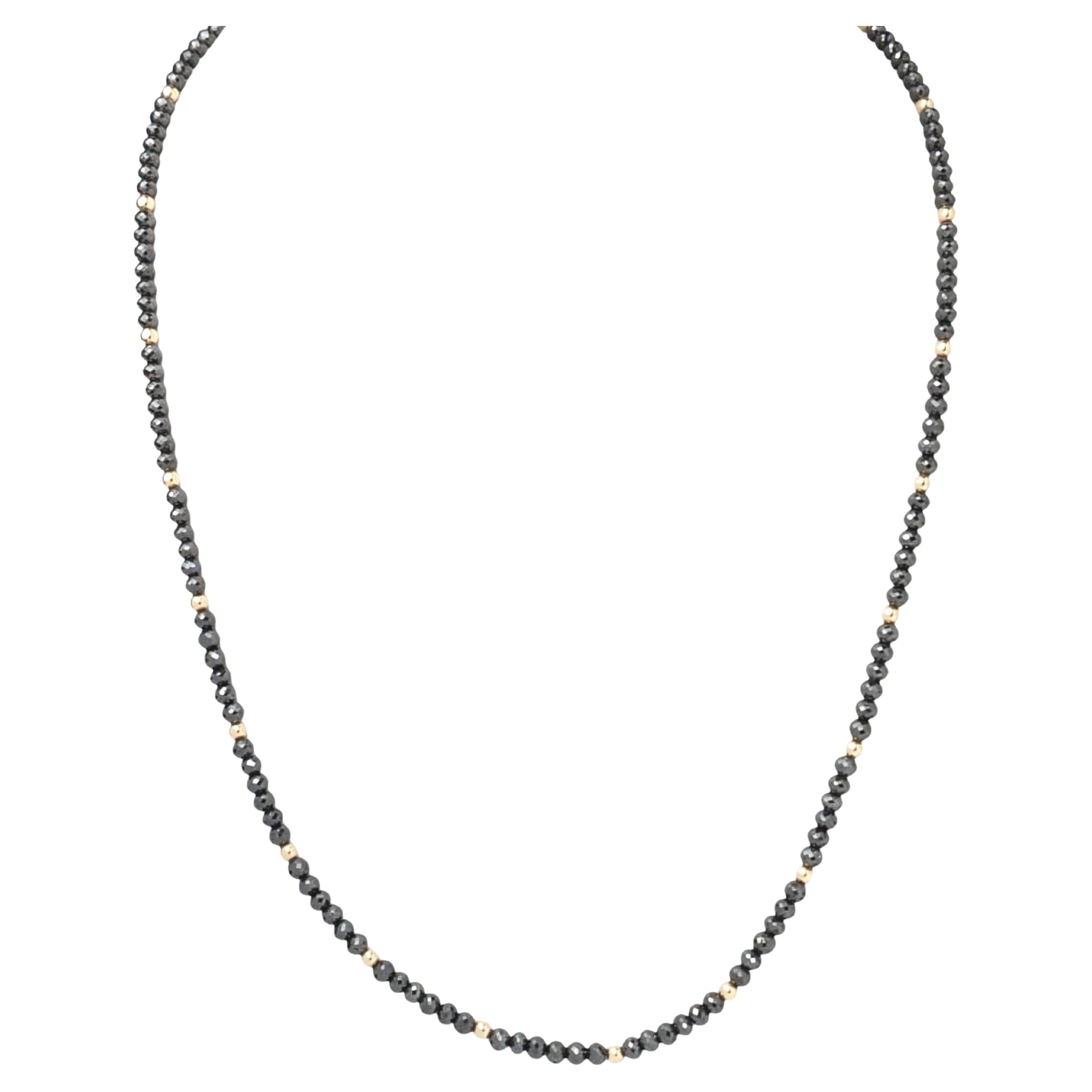 Collana da 20" con diamante nero naturale (45,00ct) in oro giallo 14K in vendita