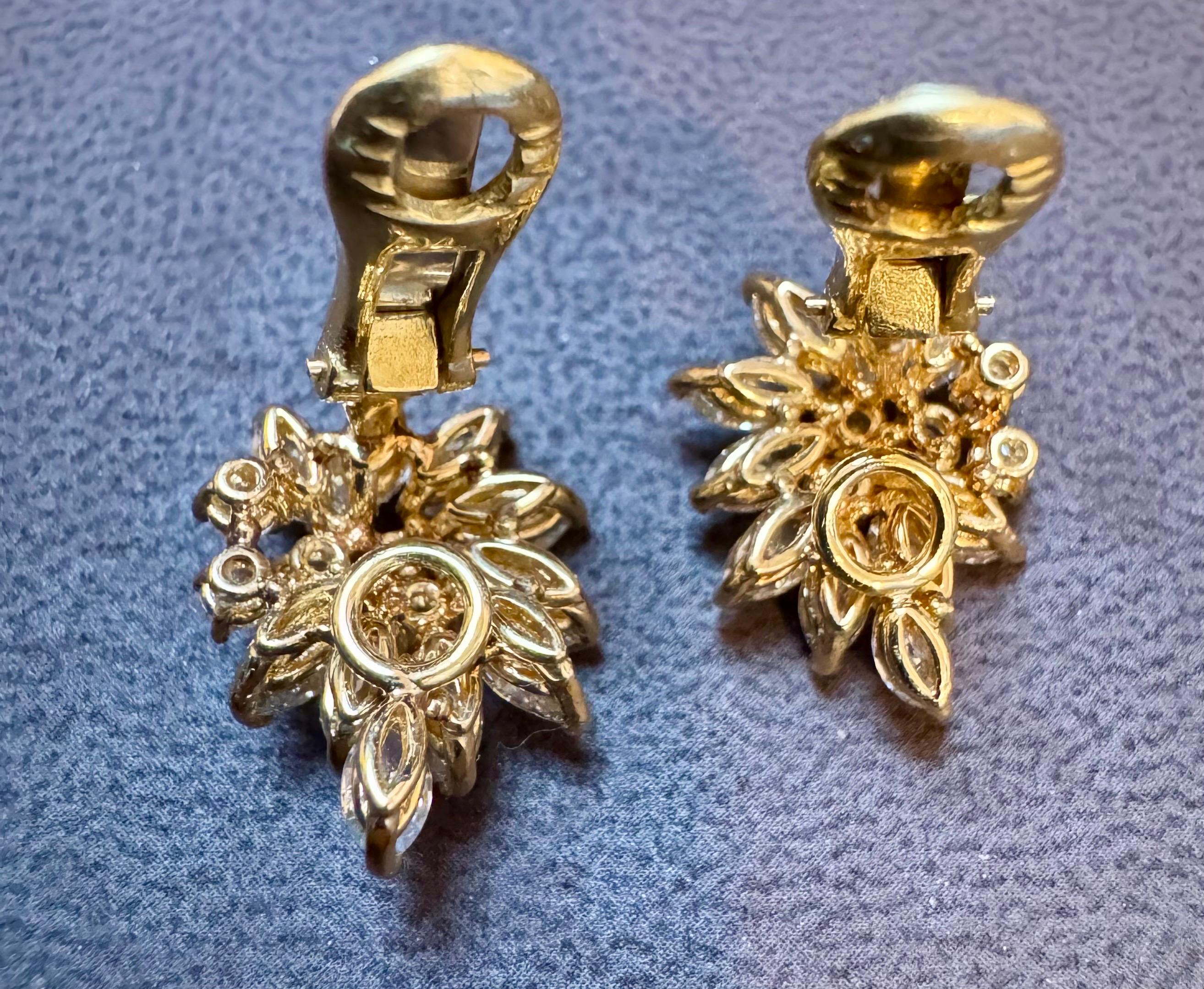 20 Natural  Marquise Diamonds & 10 Round Diamond Clip on Earring 18 KYG For Sale 5