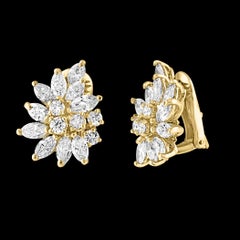 20 Natural  Marquise Diamonds & 10 Round Diamond Clip on Earring 18 KYG