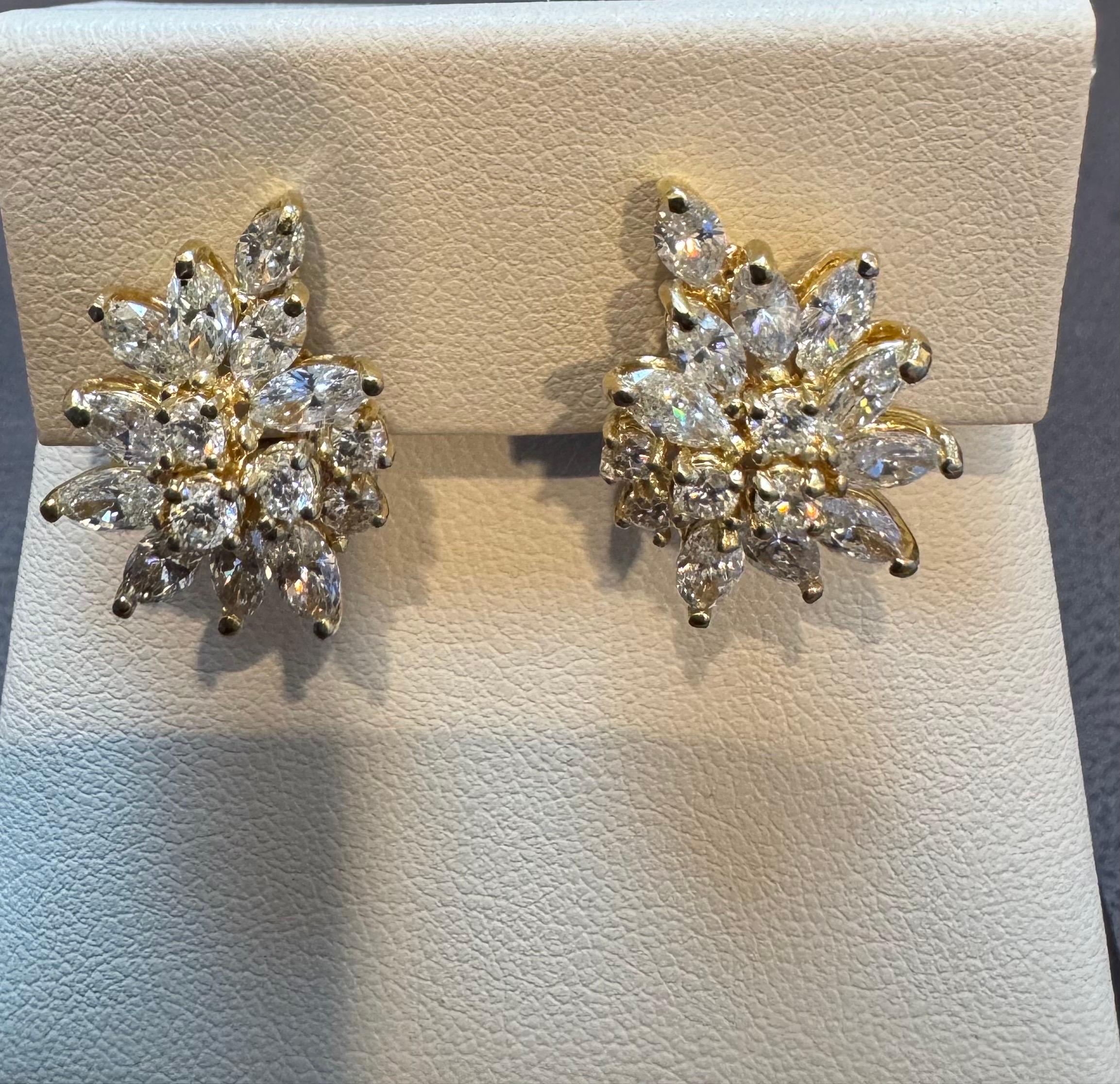 20 Natural  Marquise Diamonds & 10 Round Diamond Clip on Earring 18 KYG For Sale 3