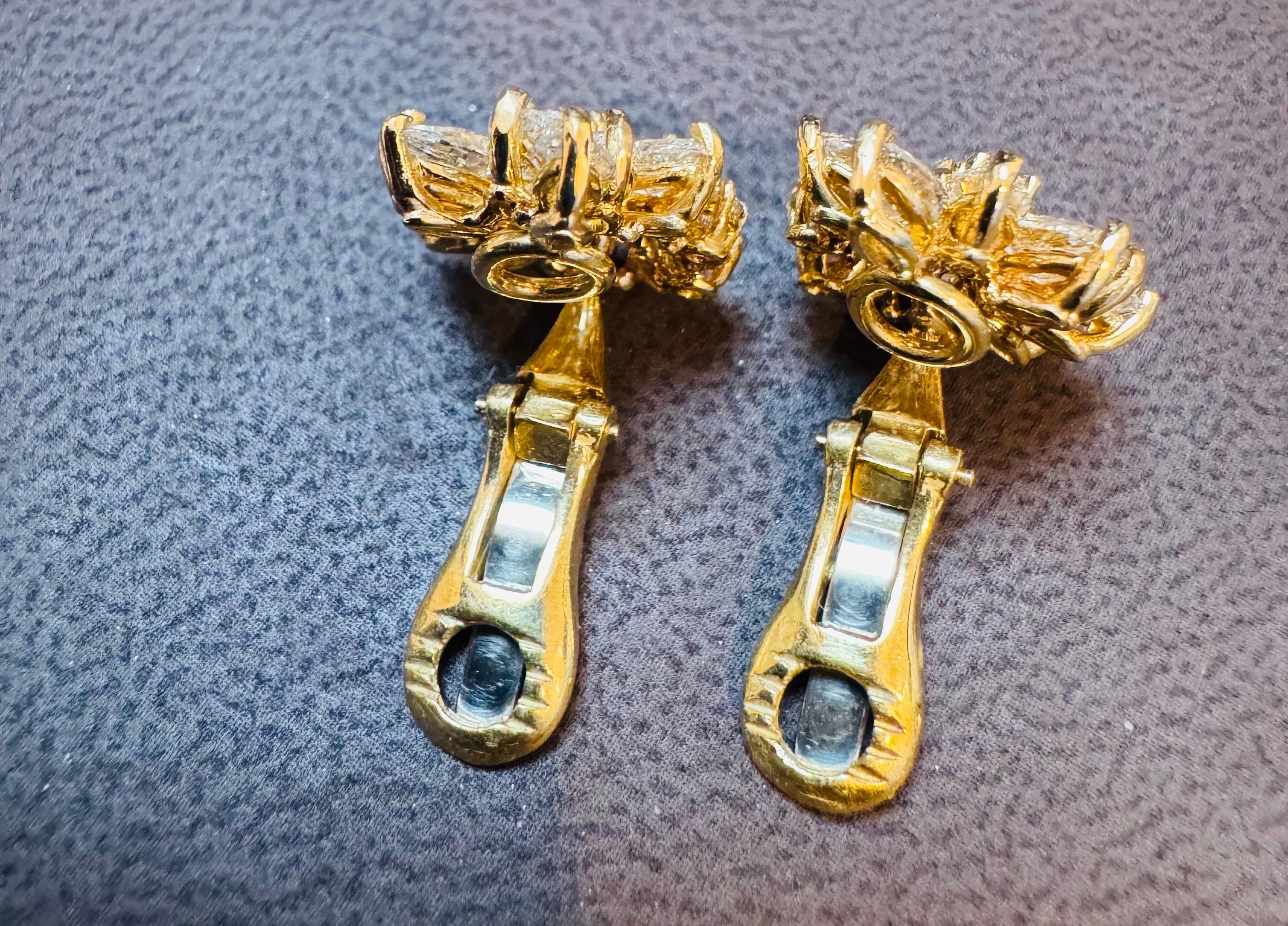 20 Natural  Marquise Diamonds & 10 Round Diamond Clip on Earring 18 KYG For Sale 4