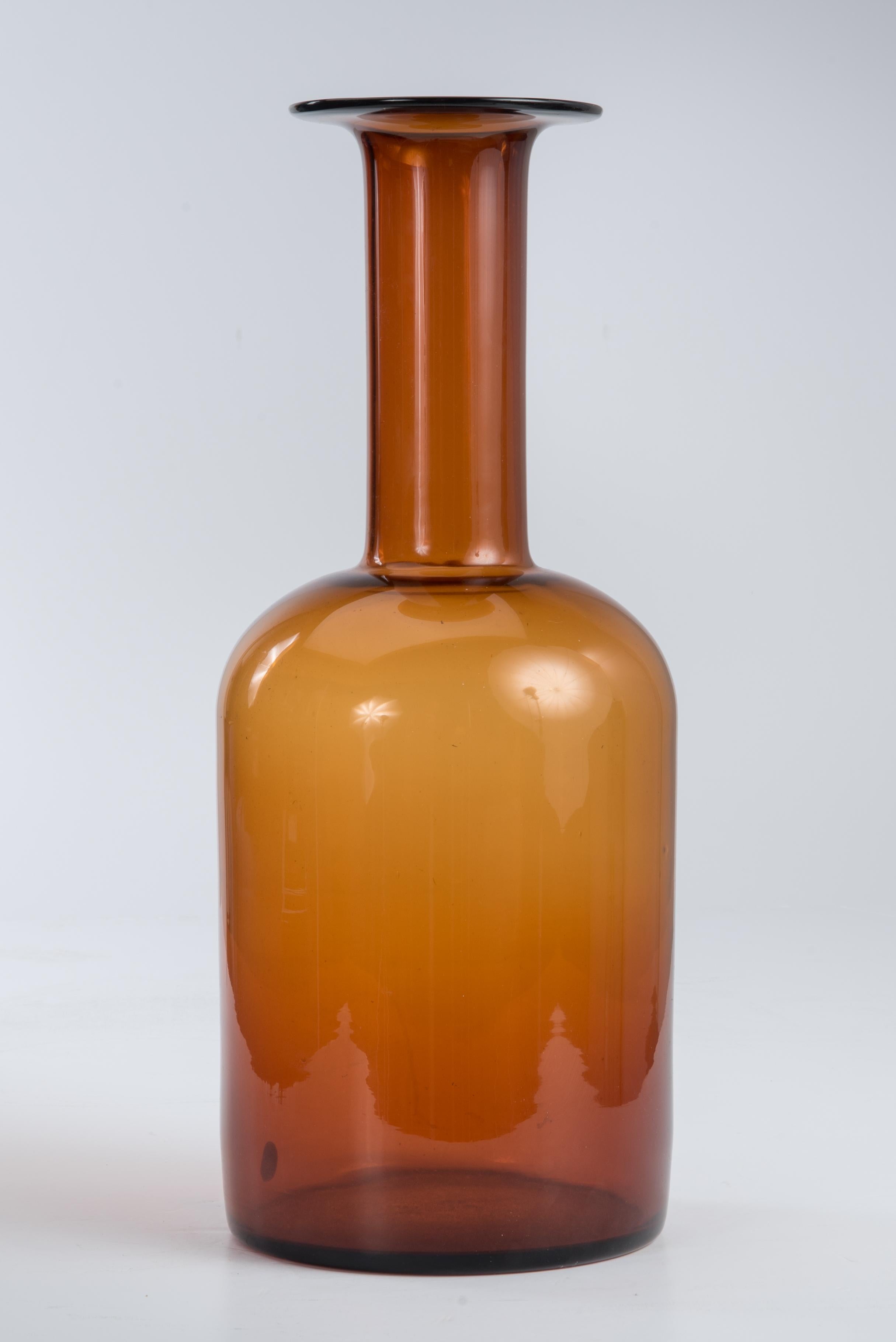 Otto Brauer Gulvvase Floor Vase Kastrup Holmegaard Denmark Brown Amber Glass 2