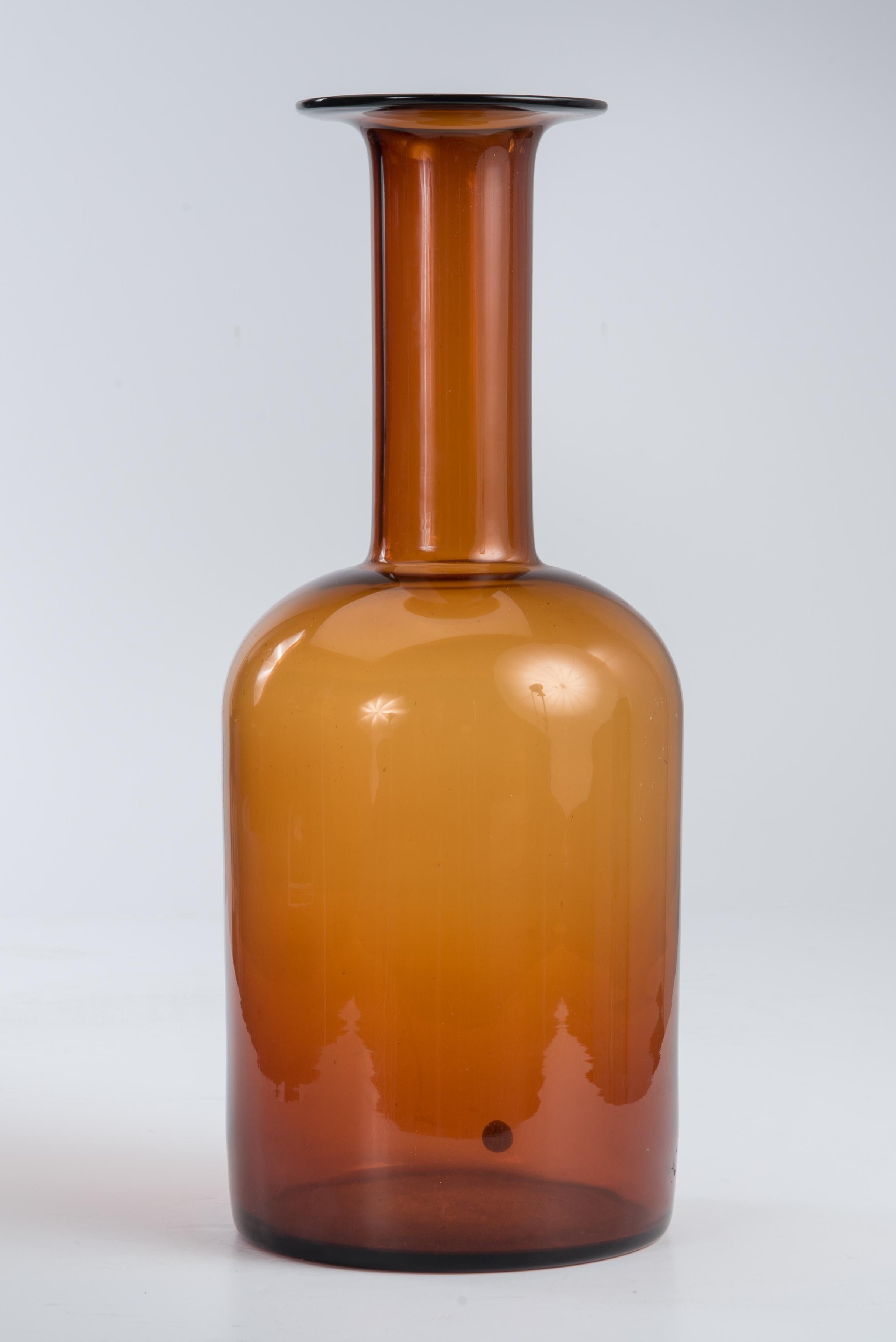 Otto Brauer Gulvvase Floor Vase Kastrup Holmegaard Denmark Brown Amber Glass 3