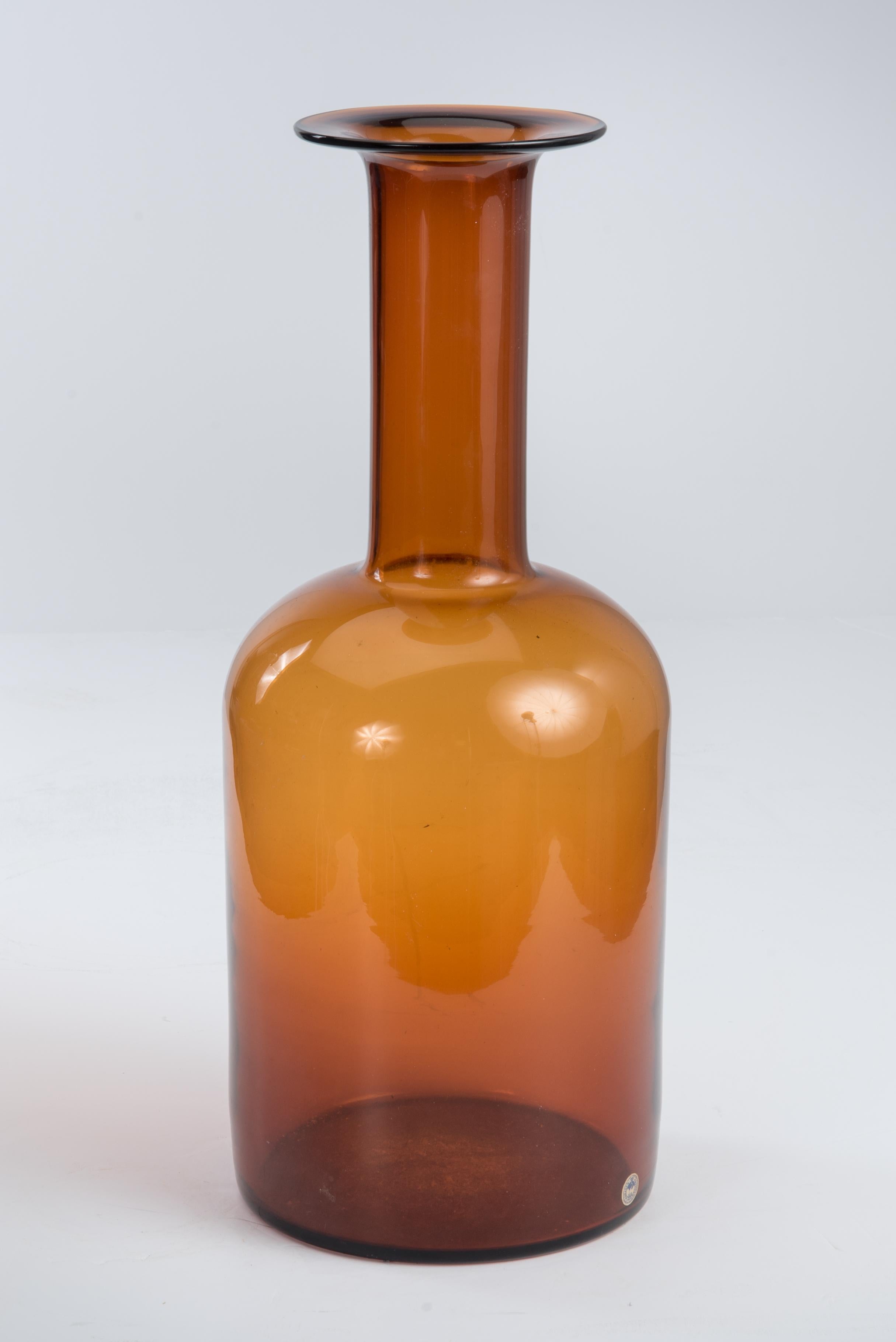 Otto Brauer Gulvvase Floor Vase Kastrup Holmegaard Denmark Brown Amber Glass In Excellent Condition In Lambertville, NJ