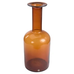 Otto Brauer Gulvvase Floor Vase Kastrup Holmegaard Denmark Brown Amber Glass