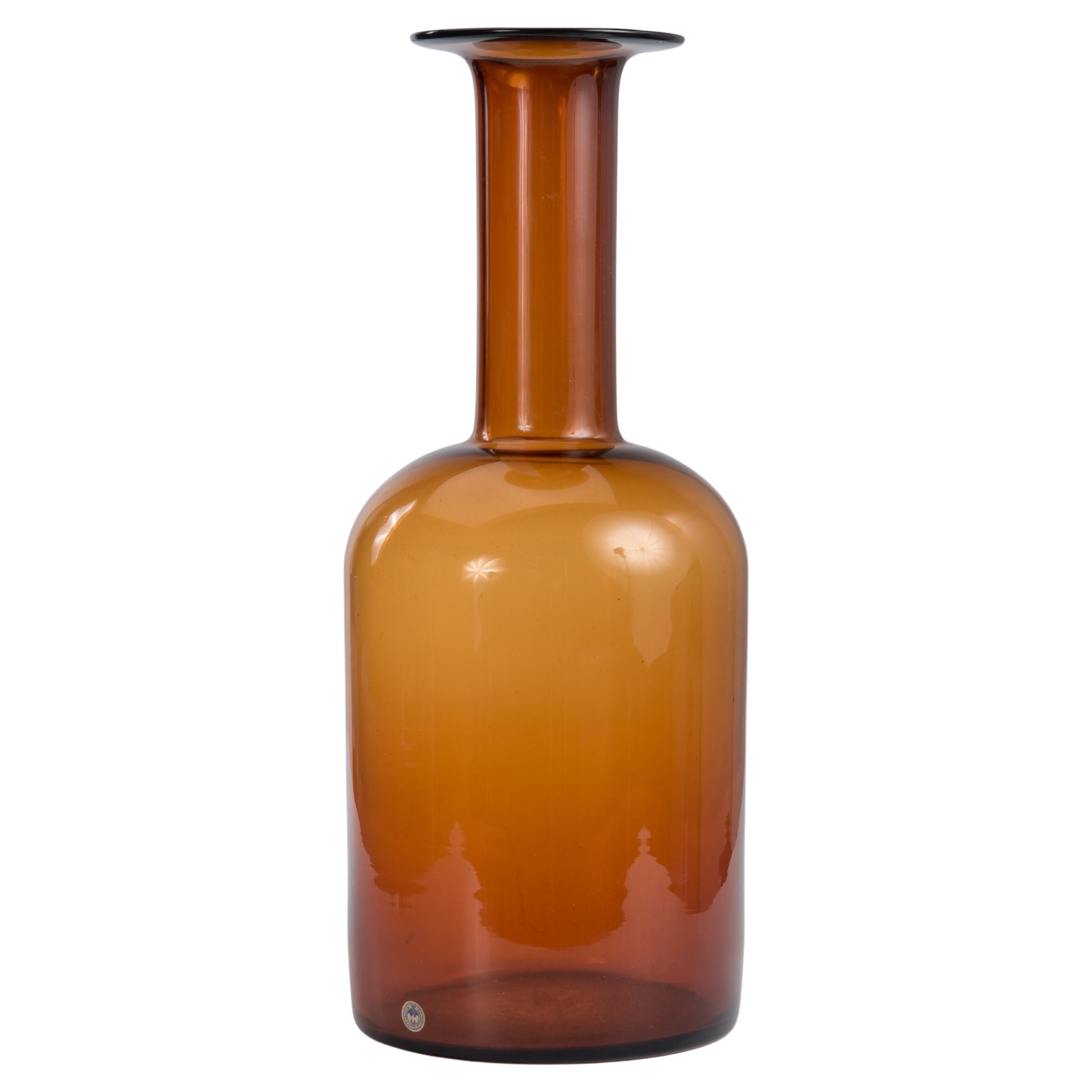 20" Otto Brauer Gulvvase Floor Vase Kastrup Holmegaard Denmark Brown Amber Glass For Sale