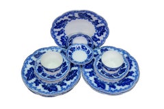 20 Pc Antique English Johnson Bros Normandy Flow Blue Porcelain Dinnerware