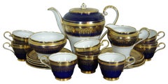 20 Pc Aynsley Cobalt Blue & Gold Porcelain Bone China Simcoe Tea Set Serves 8