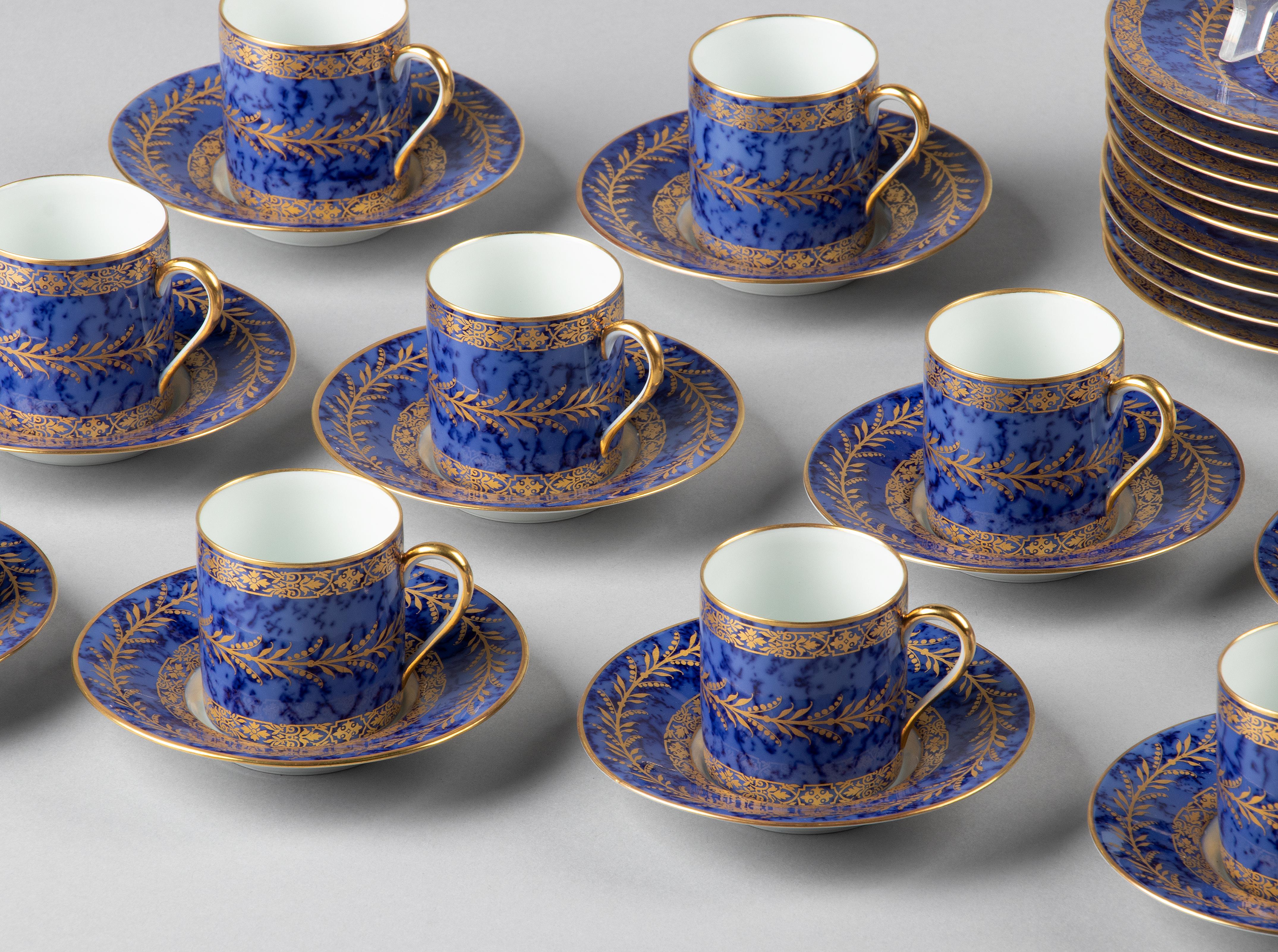 Empire 20-Piece Porcelain Tea Set Made by Raynaud Limoges