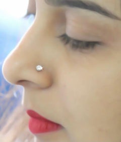 Alfiler de oro de 14k con diamante natural solitario de 20 puntas para perforar la nariz