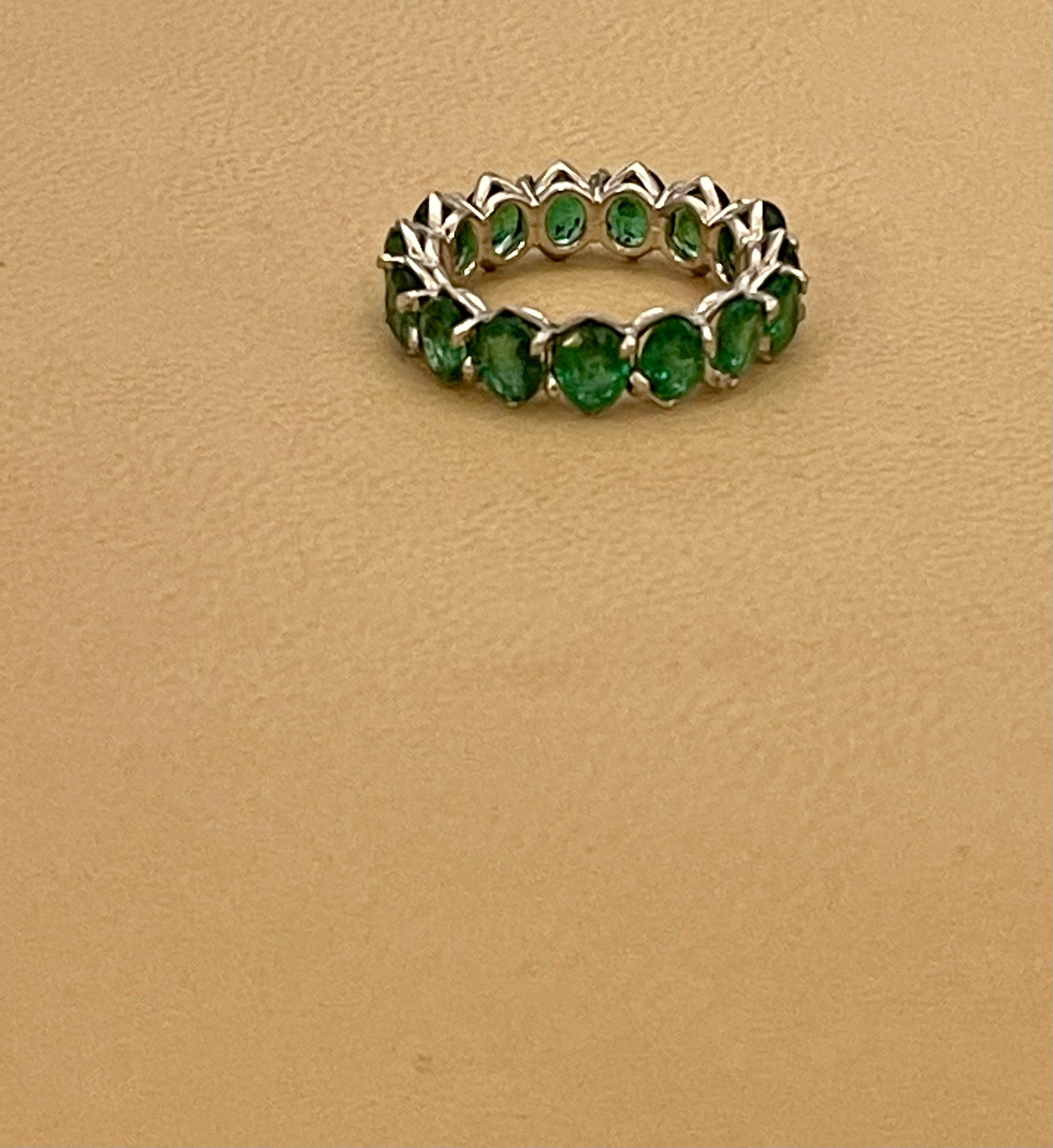Women's 20 Pointer Each 4 Carat Emerald Anniversary Eternity Band / Ring Platinum For Sale