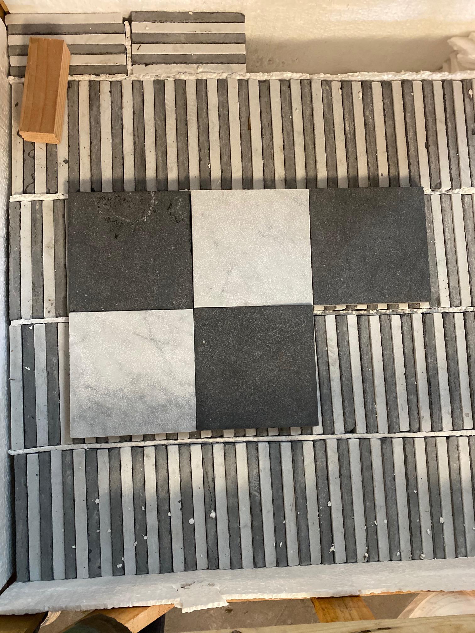 Black and White Marble Checkerboard Flooring In Good Condition In Dallas, TX