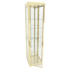 Vintage 20" Sqaure Solid Brass Case 7' Tall Glass Shelve Display Cabinet Vitrine MINT!