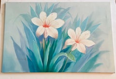 20 th c American Oil on Canvas Painting R Francis Magnolia Flowers