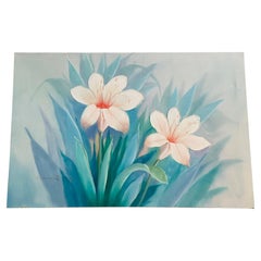 20 th c American Oil on Canvas Painting R Francis Magnolia Flowers