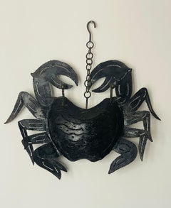 20 th c Coastal Tole Metal Crab Outdoor Sculpture