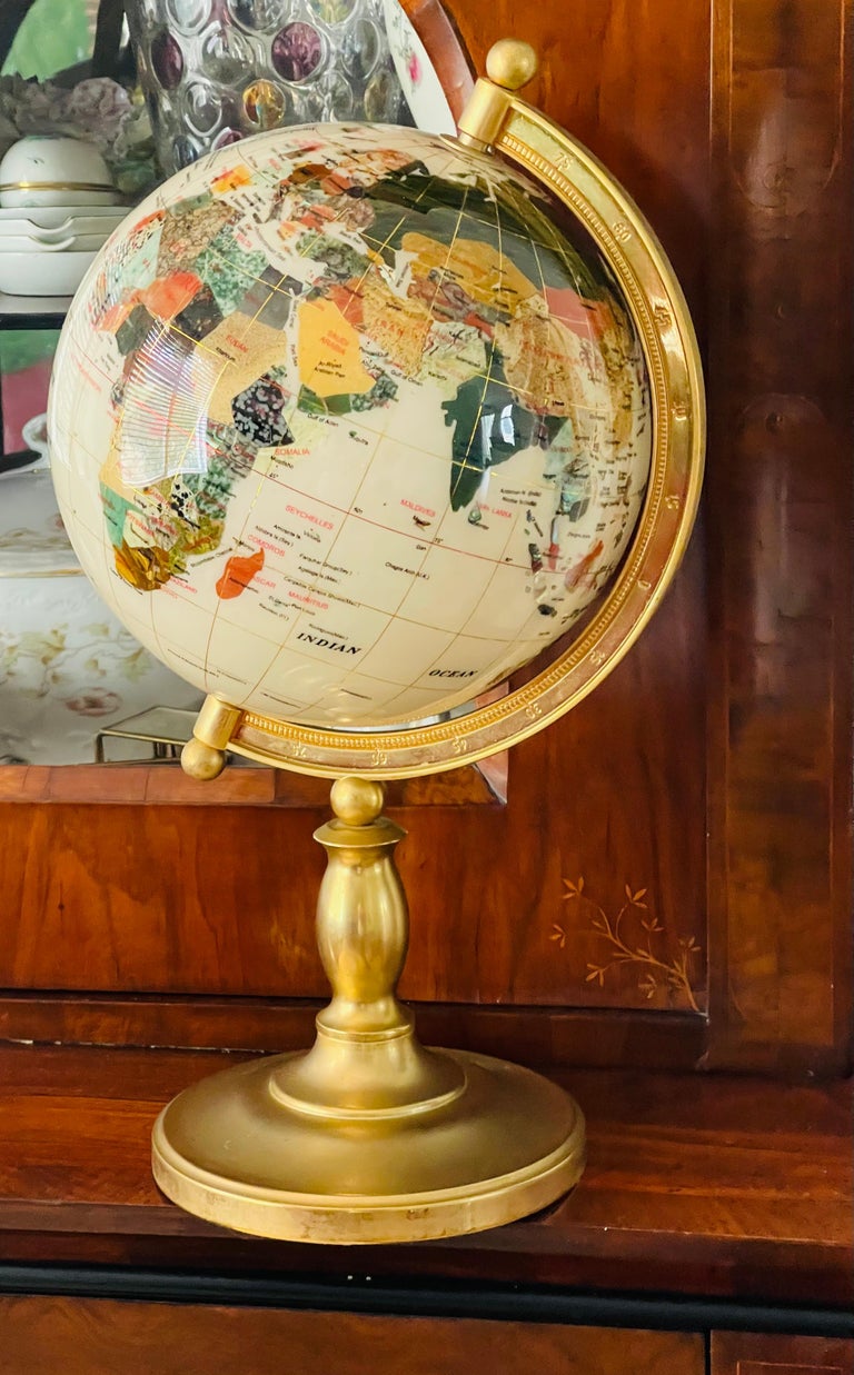 20 th c Globe with Abalone Shell on Brass Stand at 1stDibs, image size:768x1237