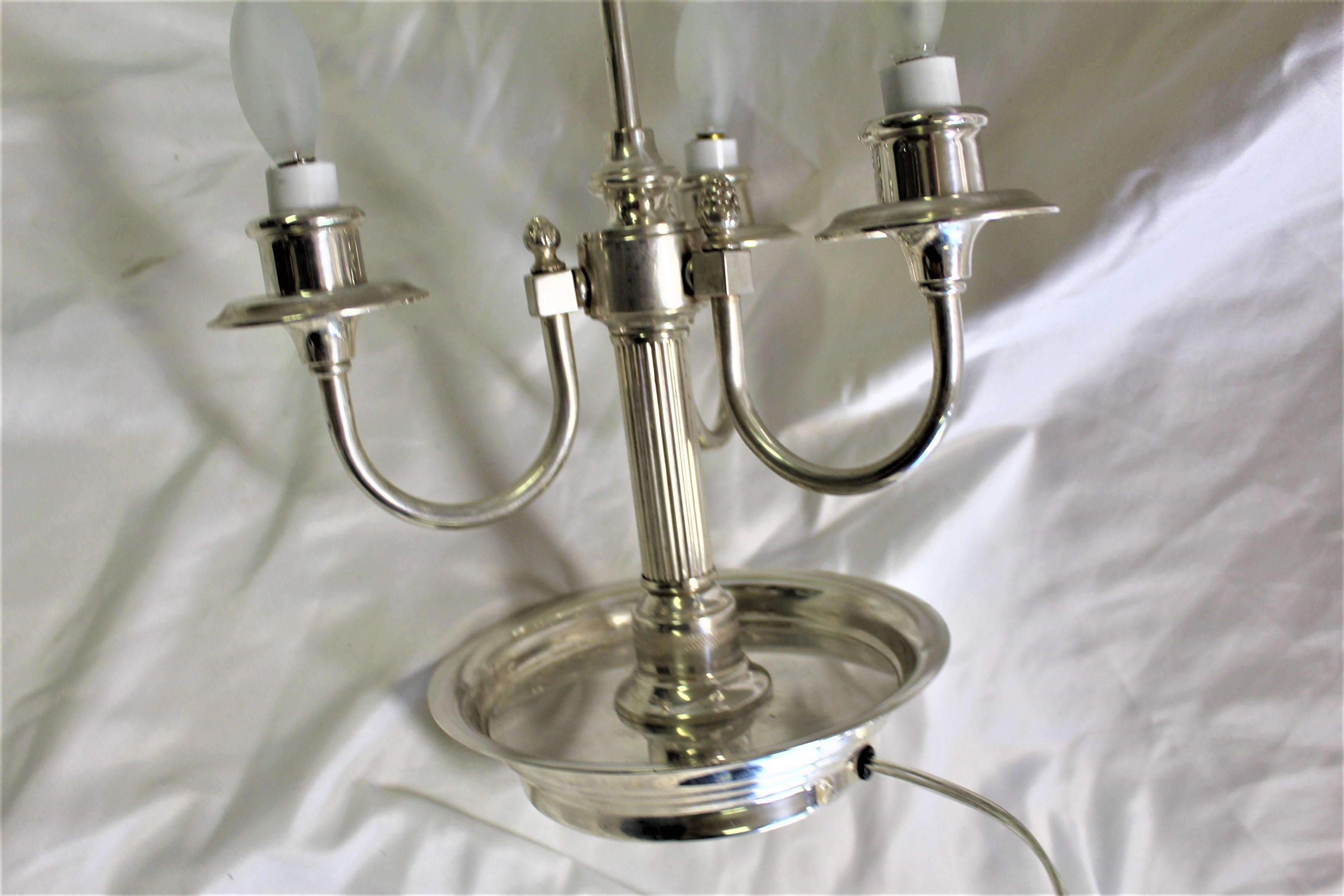 20 Th Century 3 Light Bouillotte Lamp Style Silvered In Good Condition For Sale In Los Angeles, CA