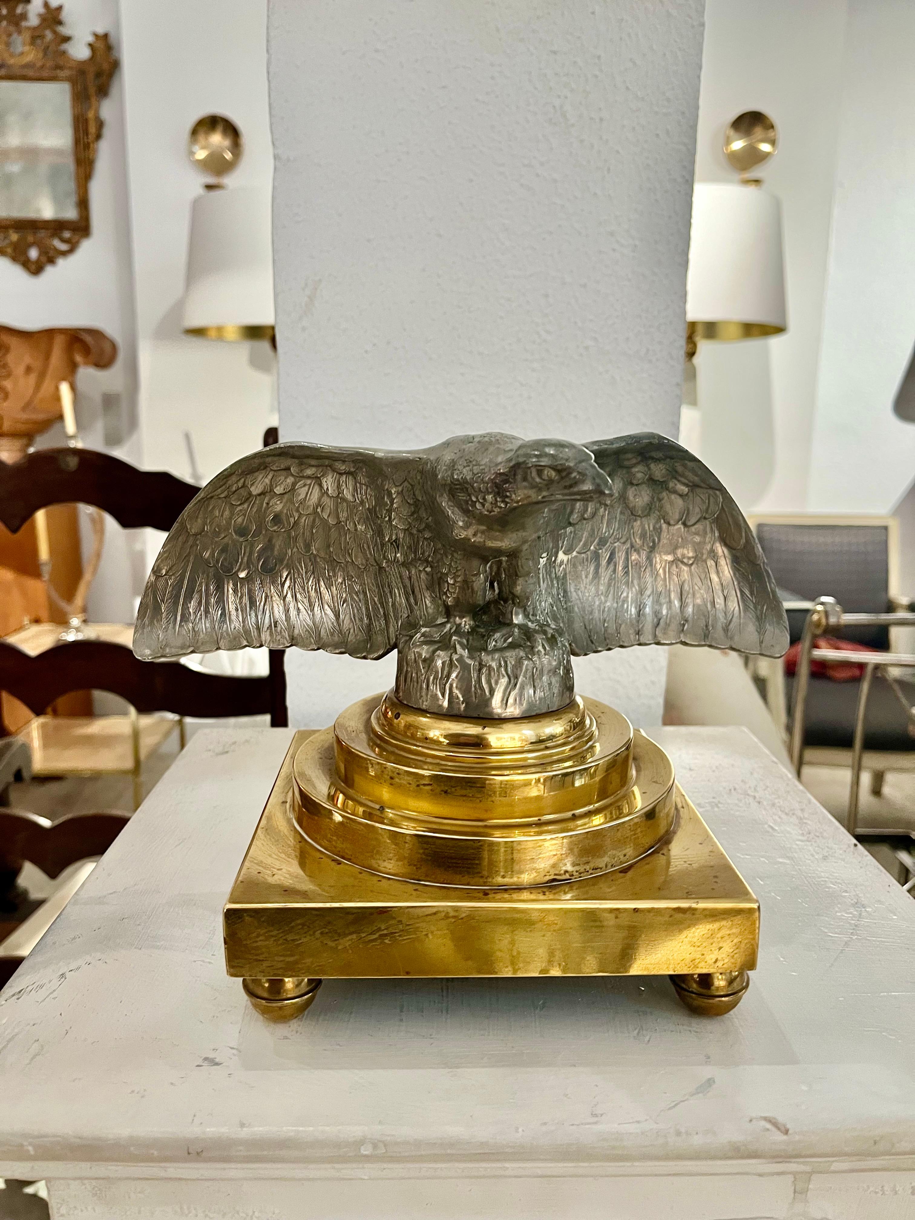 20 th Century Art Deco Silver Metal Eagle Sculpture For Sale 4