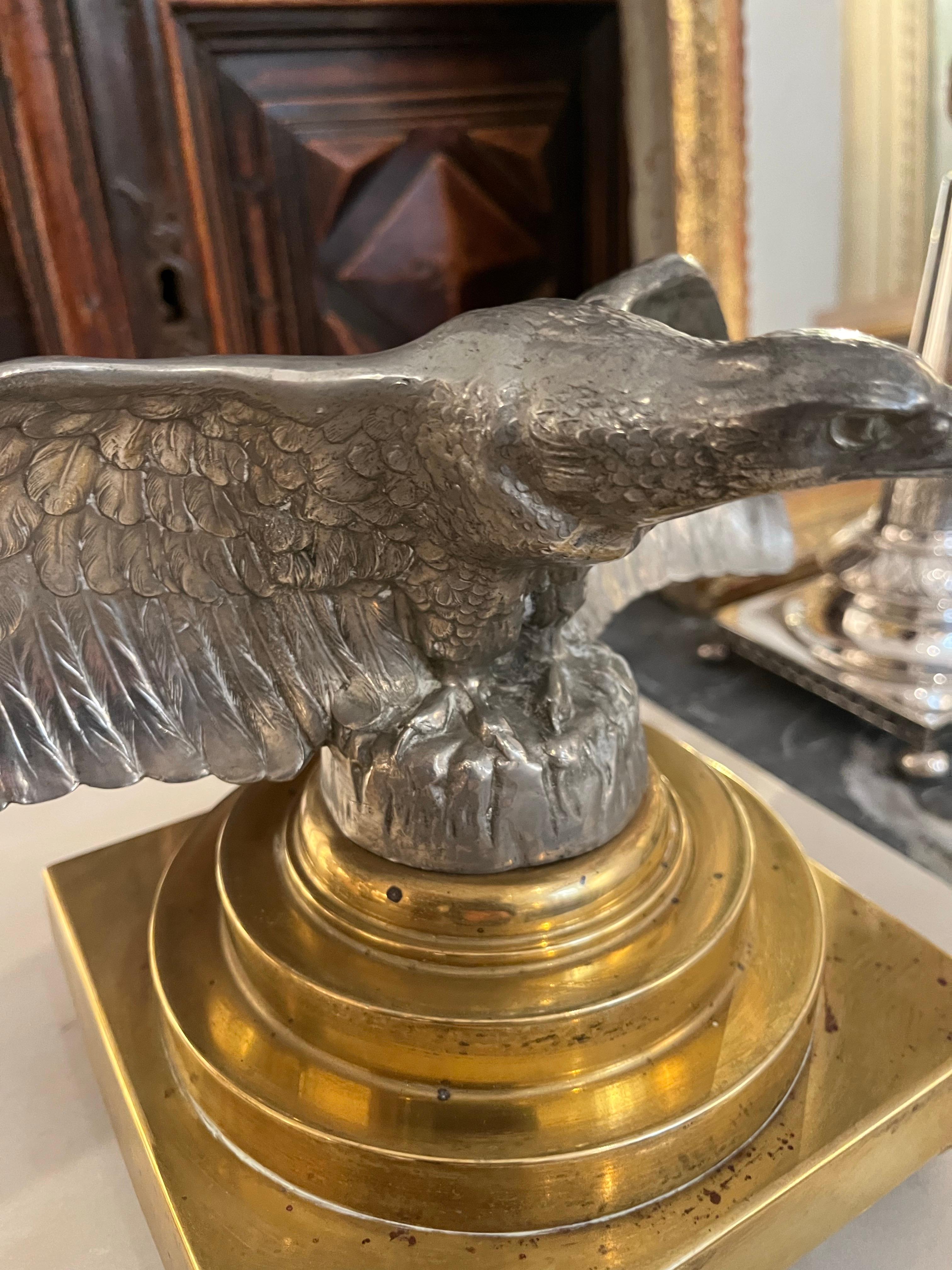 20 th Century Art Deco Silver Metal Eagle Sculpture For Sale 6