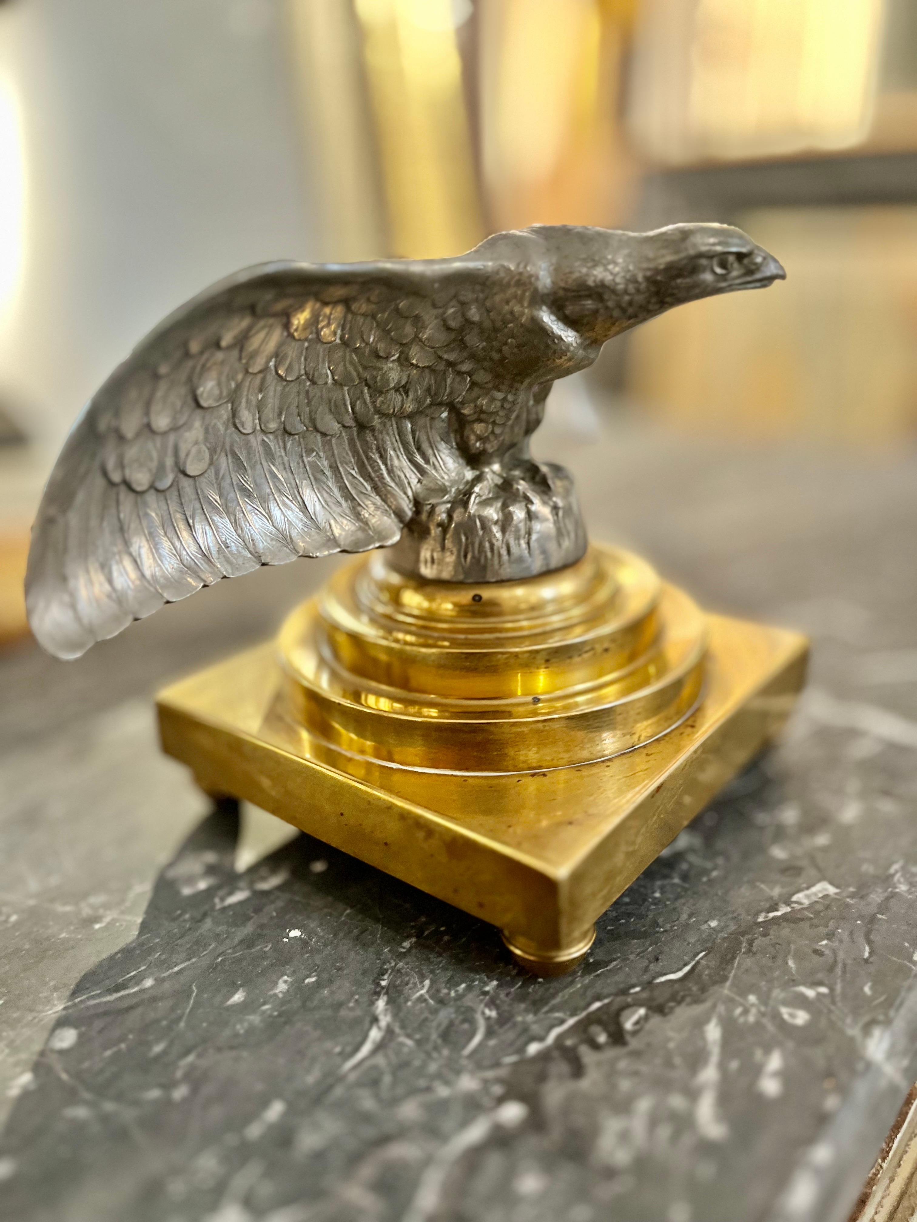 20 th Century Art Deco Silver Metal Eagle Sculpture For Sale 7