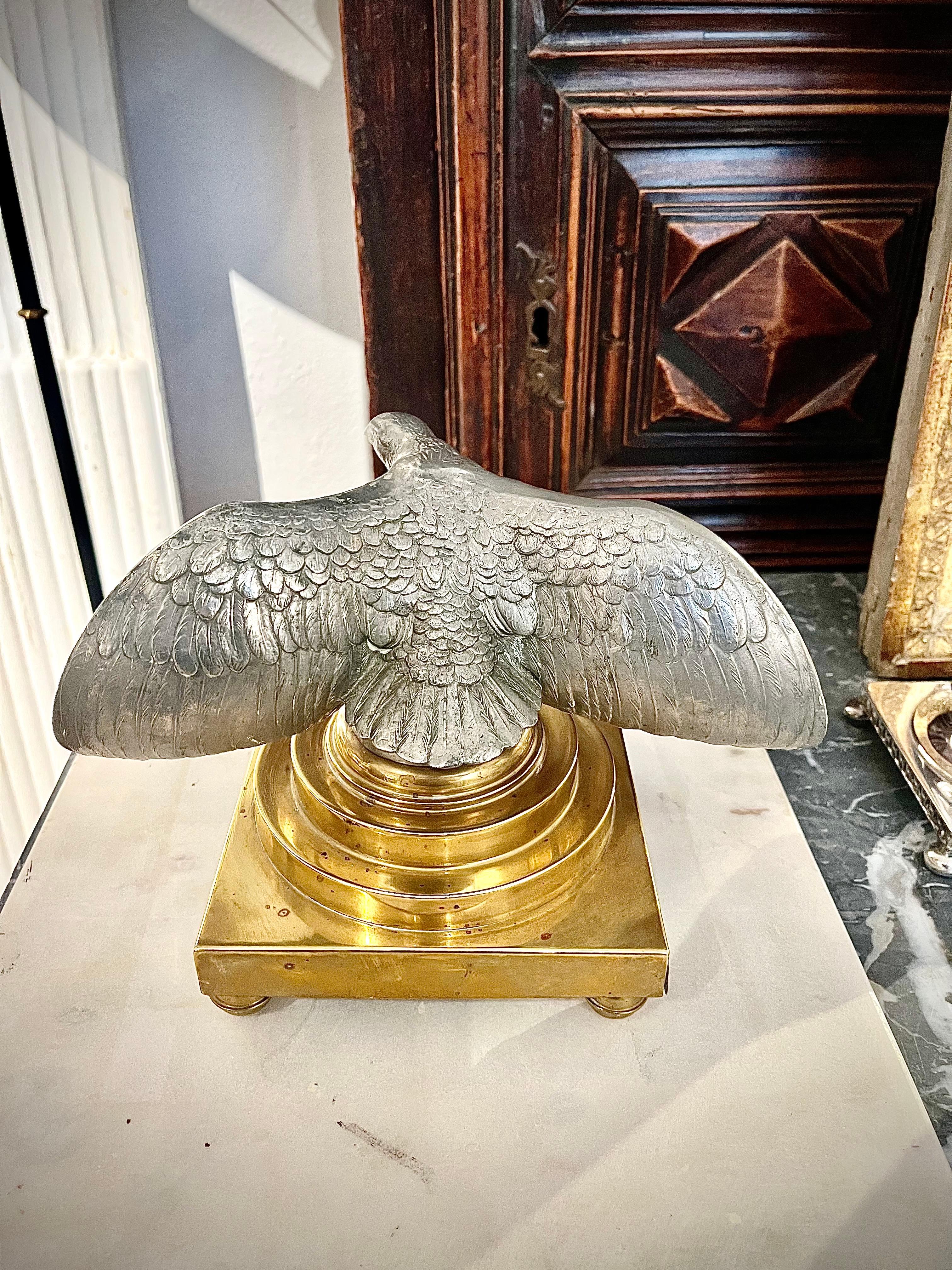 20 th Century Art Deco Silver Metal Eagle Sculpture For Sale 8