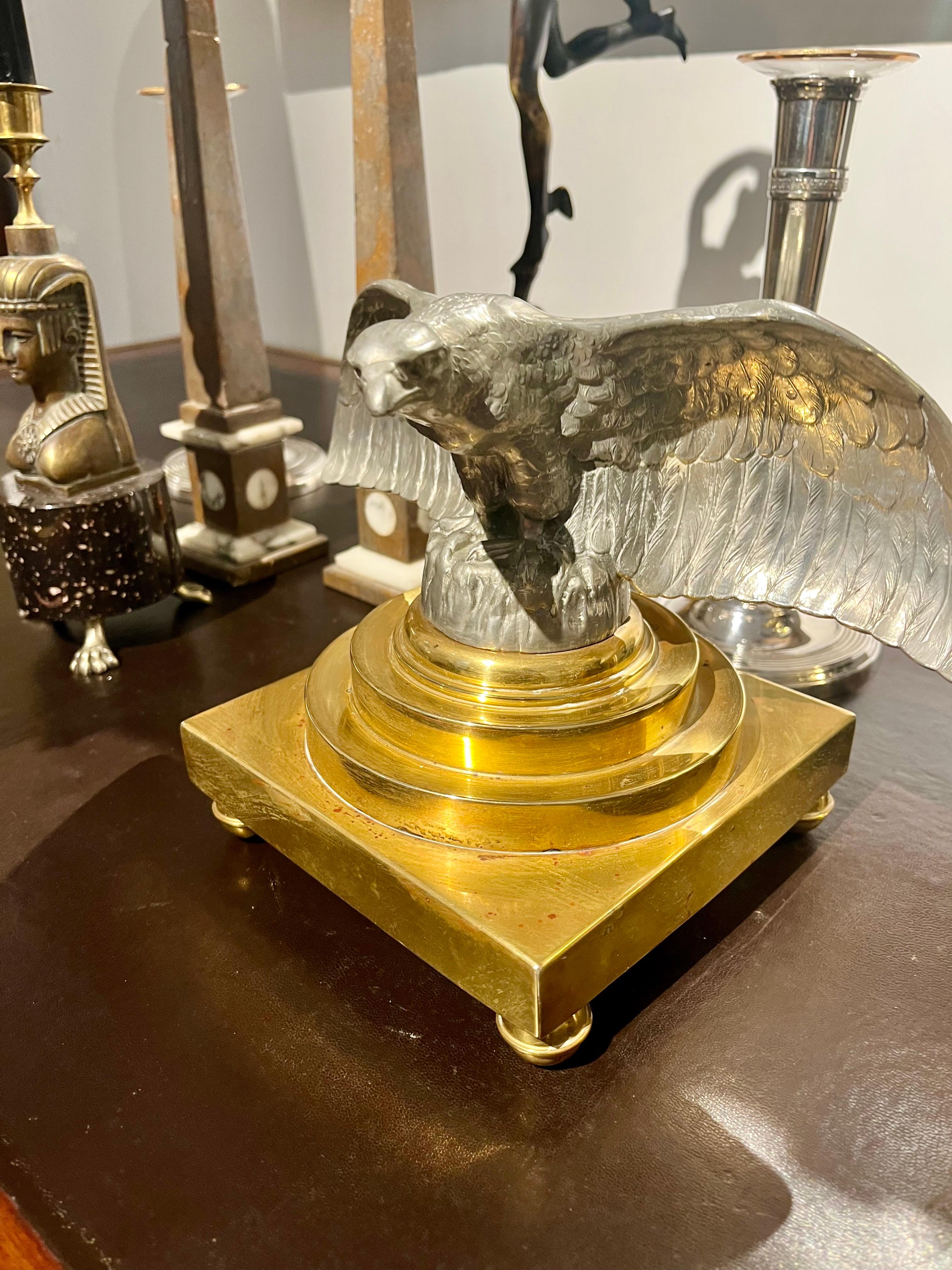 Swedish 20 th Century Art Deco Silver Metal Eagle Sculpture For Sale