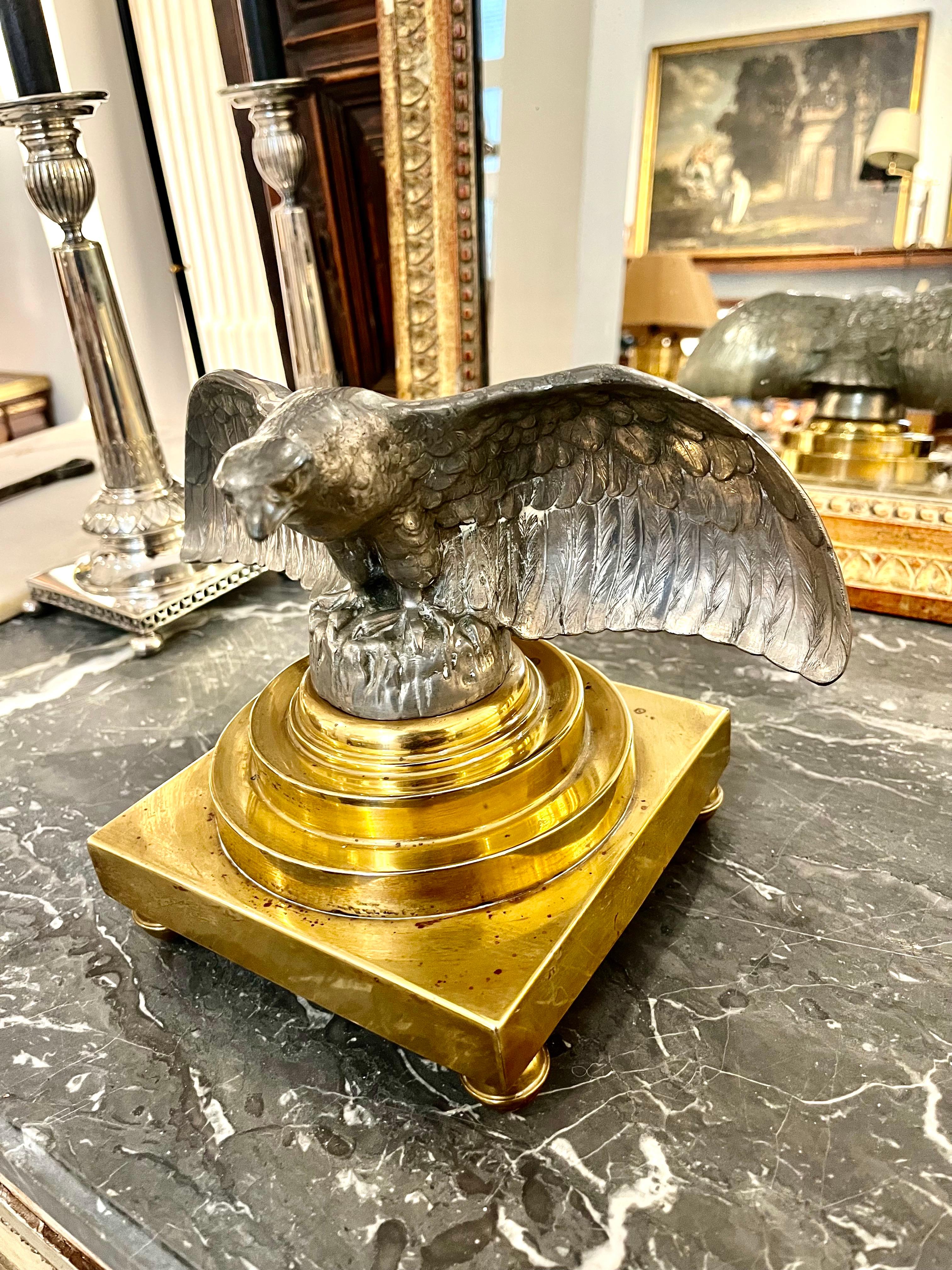 20th Century 20 th Century Art Deco Silver Metal Eagle Sculpture For Sale