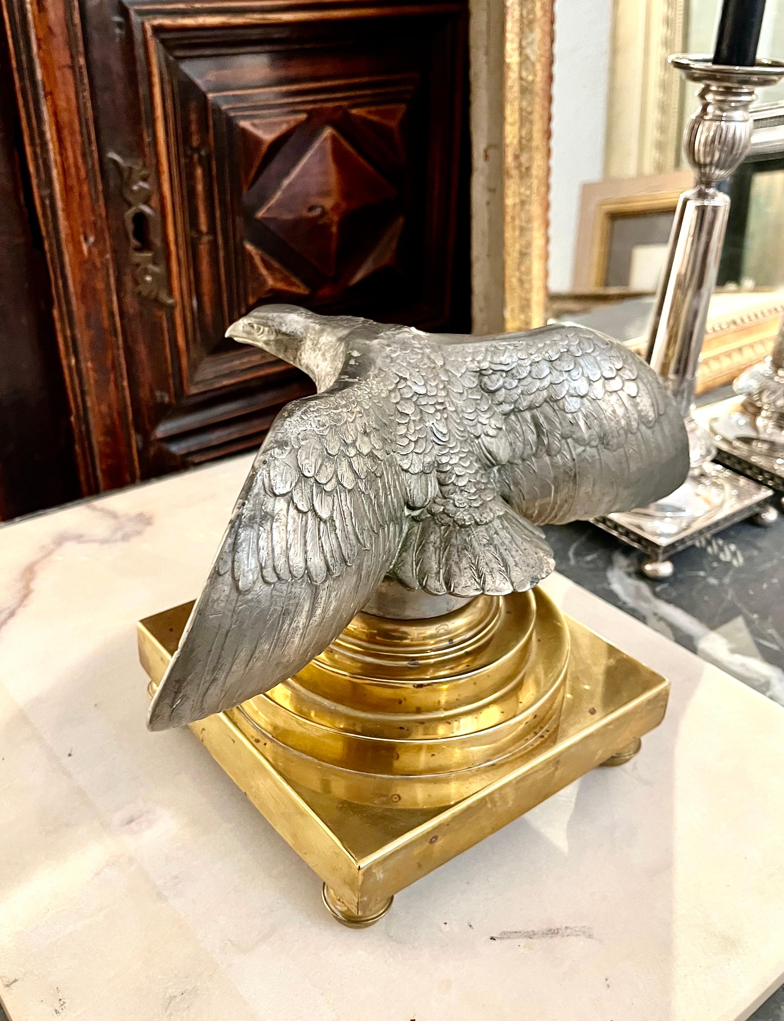 20 th Century Art Deco Silver Metal Eagle Sculpture For Sale 1