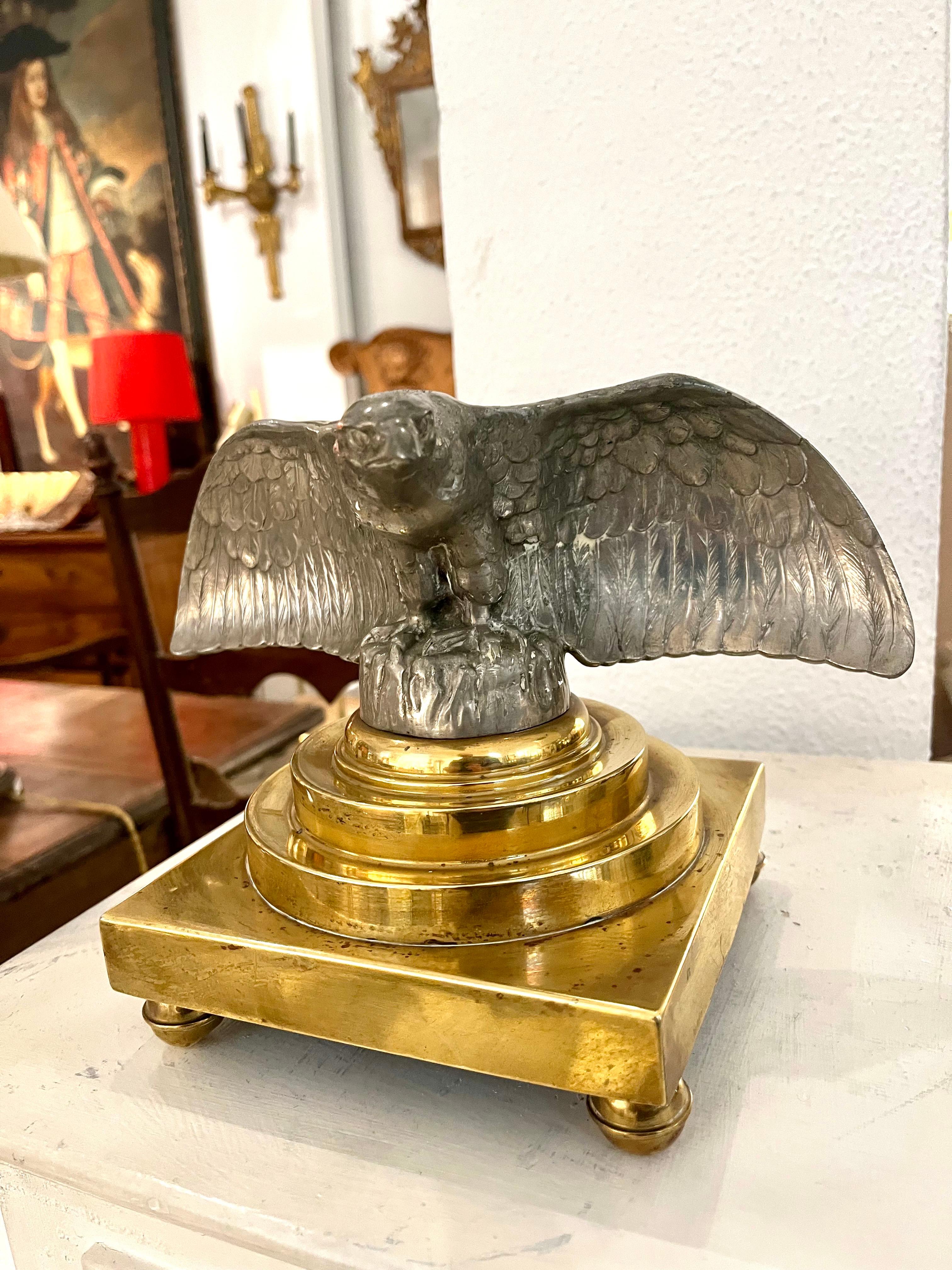 20 th Century Art Deco Silver Metal Eagle Sculpture For Sale 2
