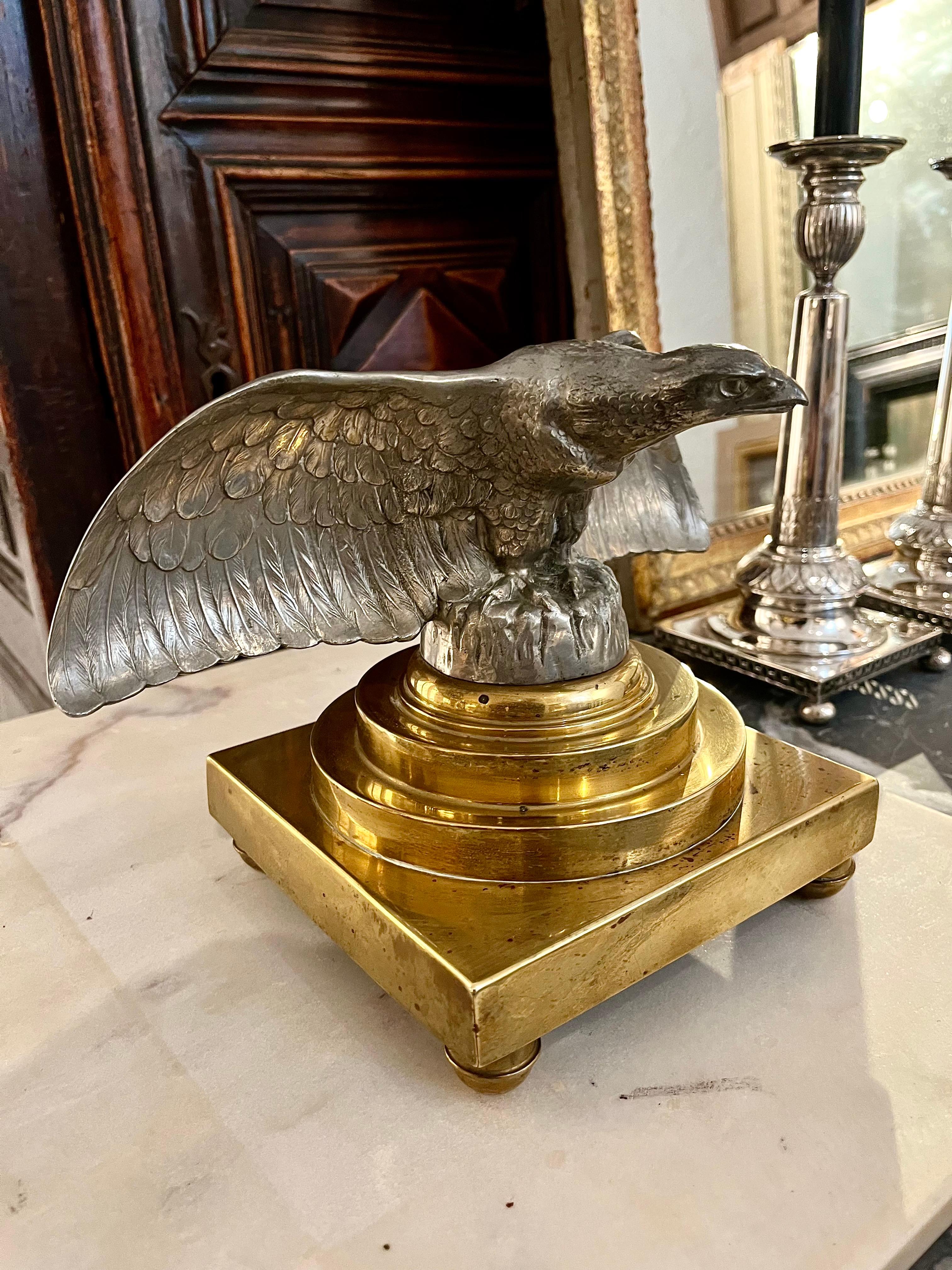 20 th Century Art Deco Silver Metal Eagle Sculpture For Sale 3