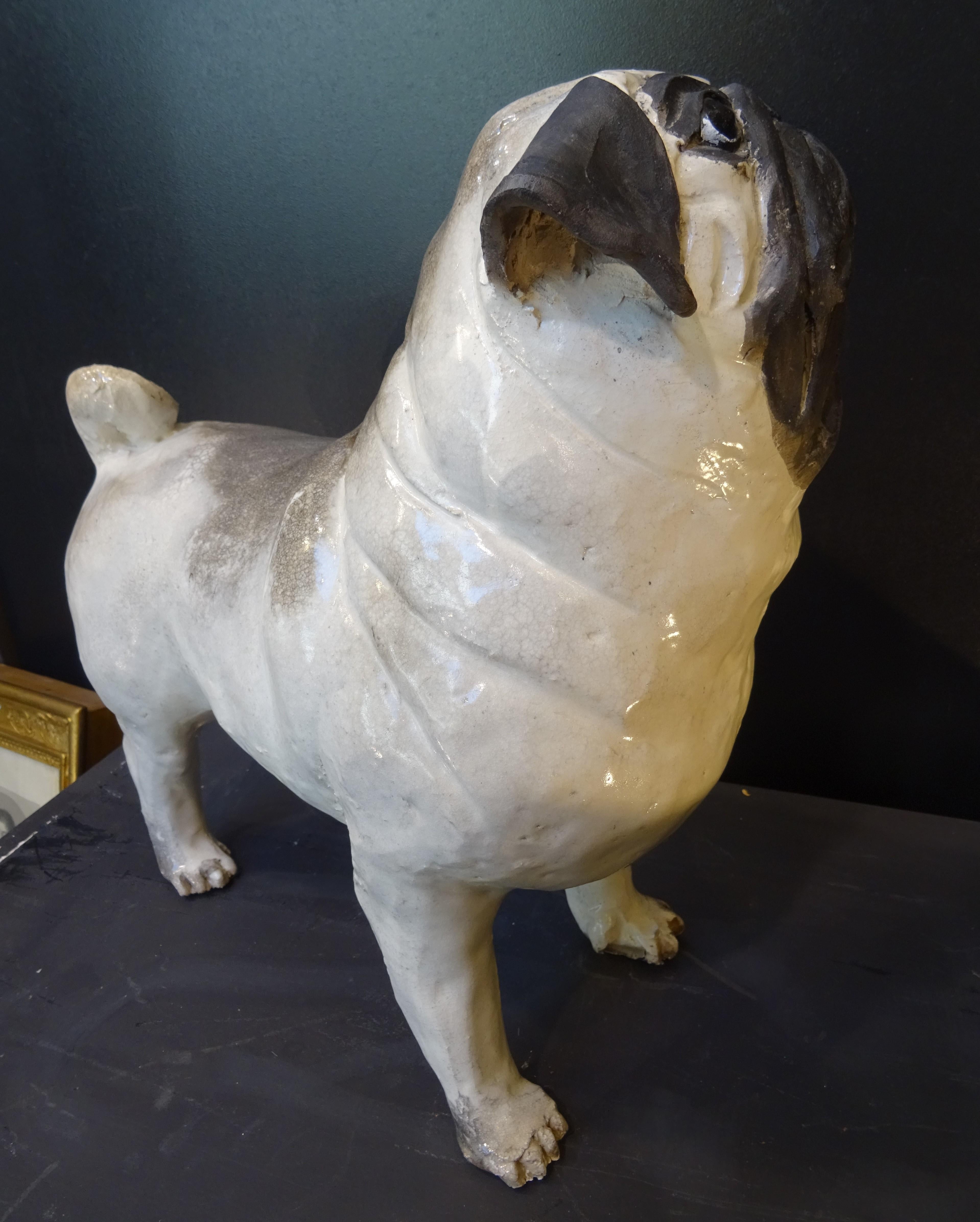  French Bulldog  Black and White  Ceramic Sarreguimes 4