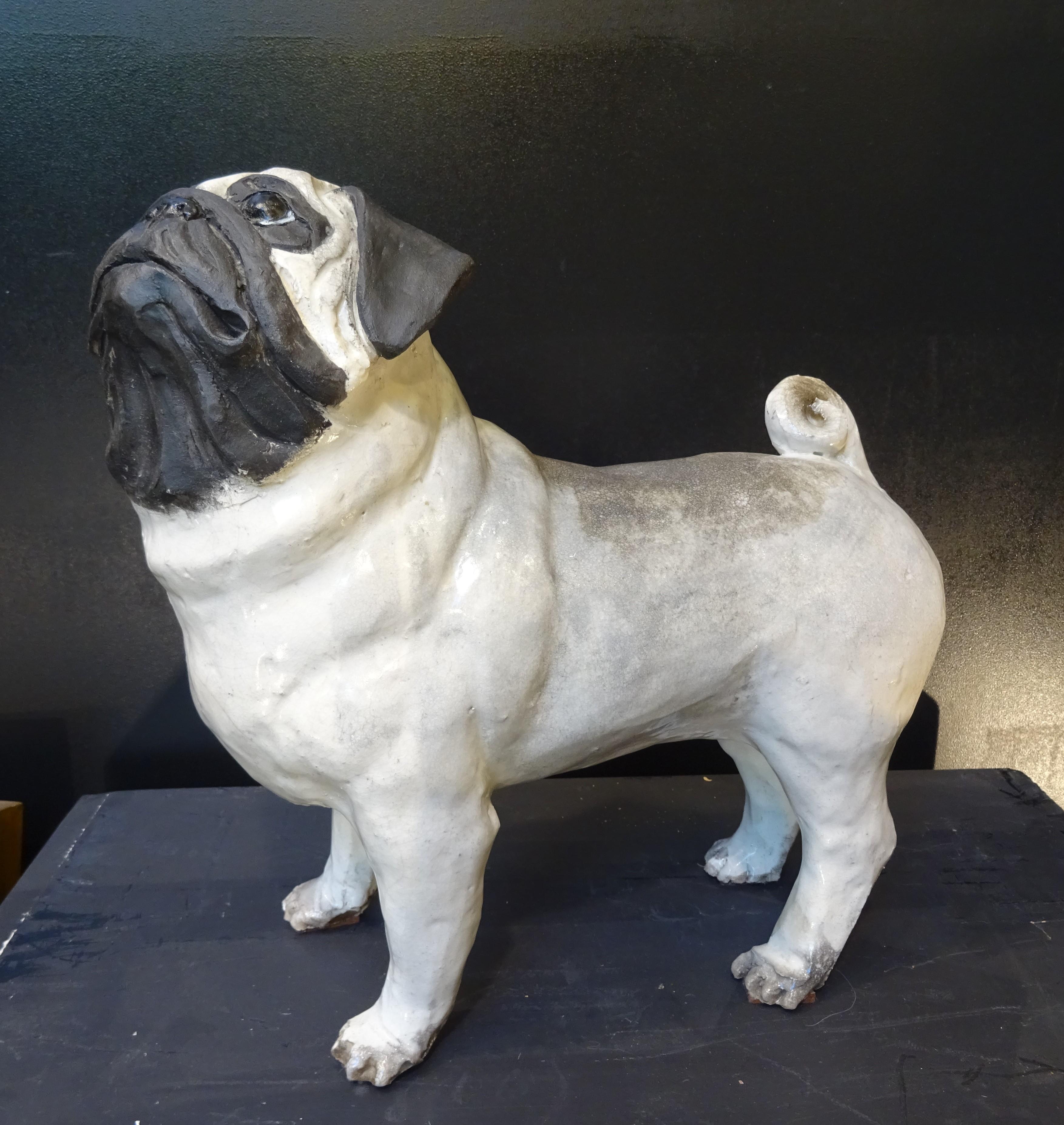   French Bulldog  Black and White  Ceramic Sarreguimes 8