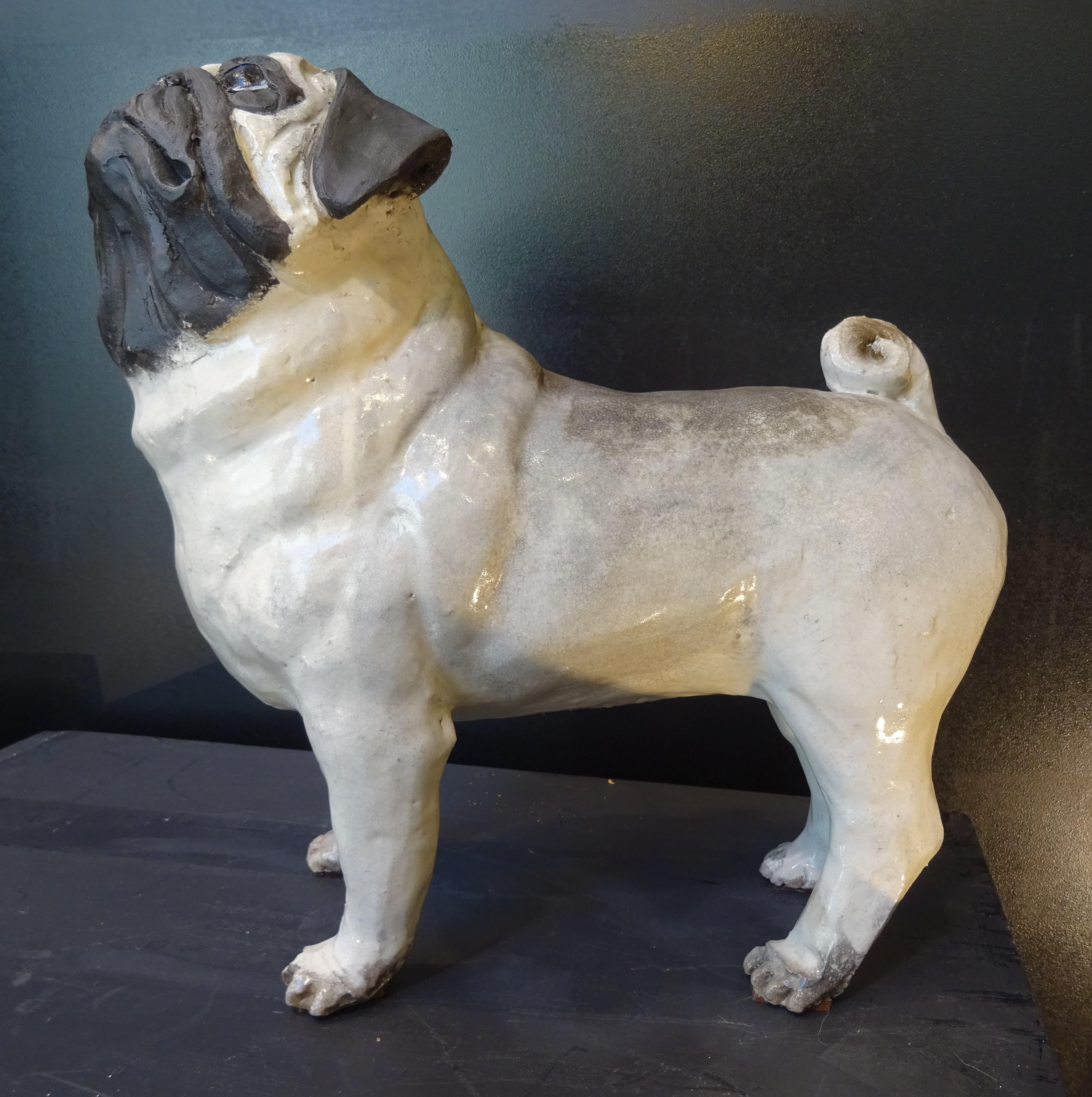   French Bulldog  Black and White  Ceramic Sarreguimes 9